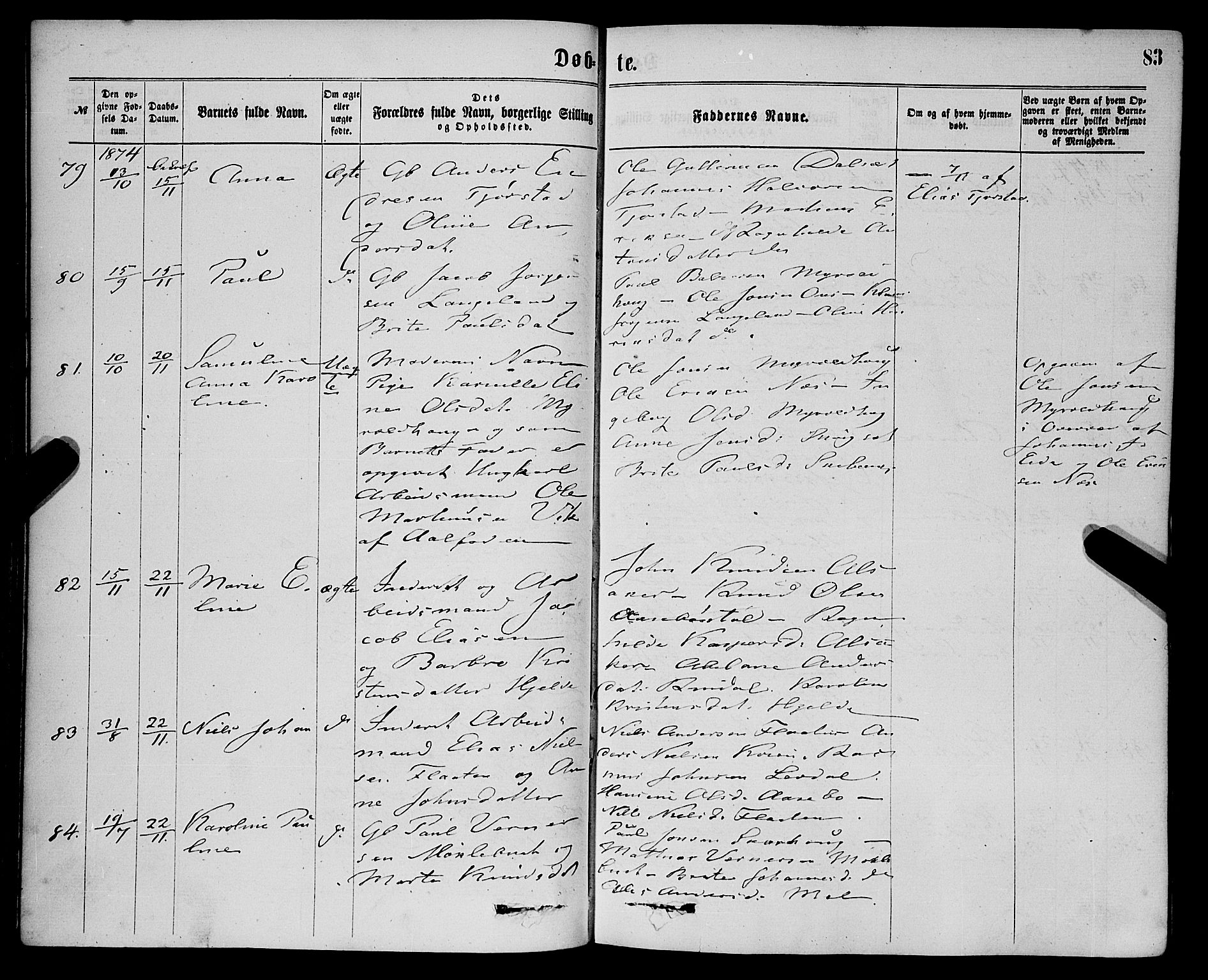 Eid sokneprestembete, AV/SAB-A-82301/H/Haa/Haaa/L0010: Ministerialbok nr. A 10, 1867-1878, s. 83