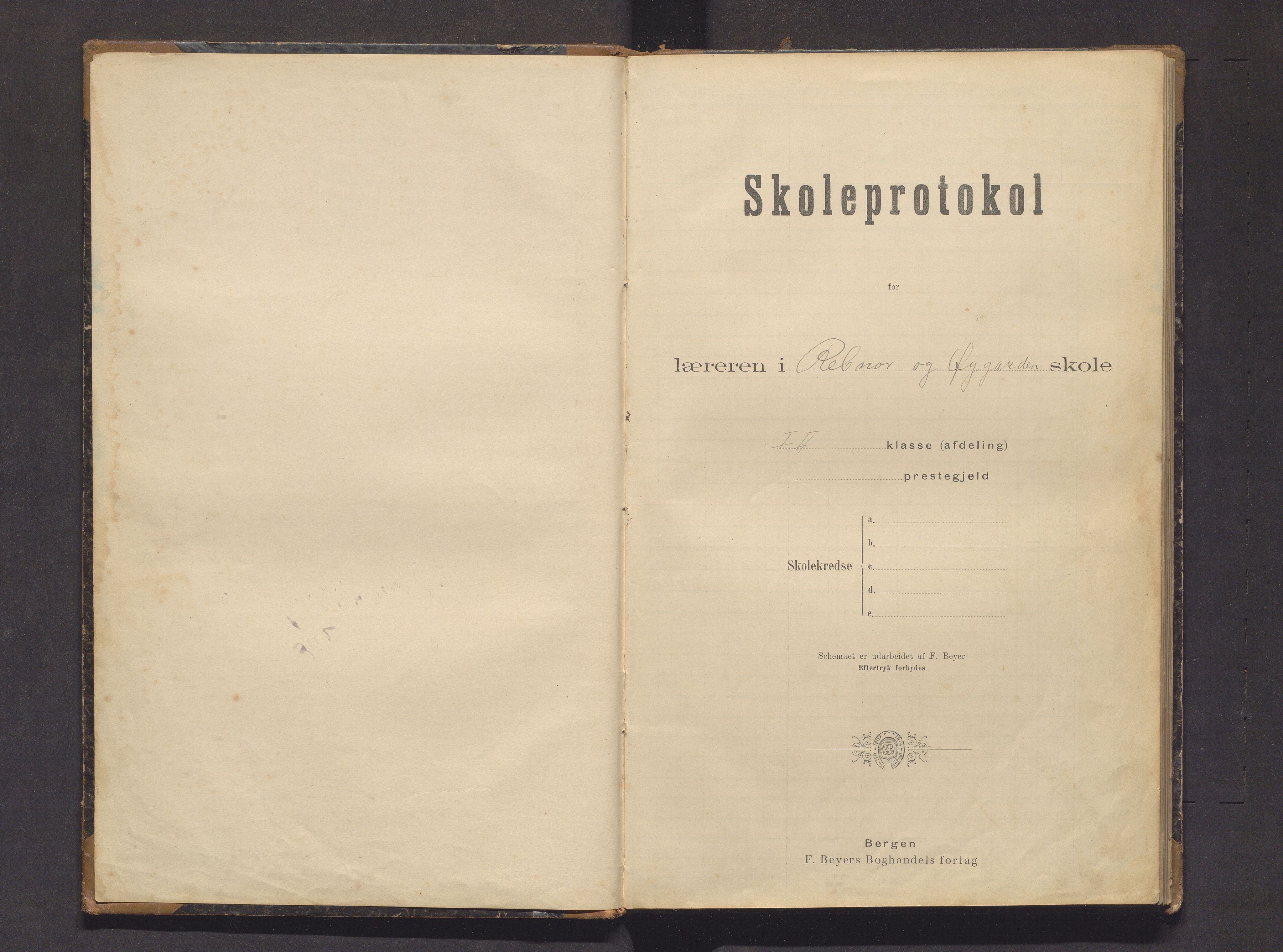 Austrheim kommune. Barneskulane, IKAH/1264-231/F/Fa/L0013: Skuleprotokoll for Rebnor, Straume og Øygarden, 1900-1920