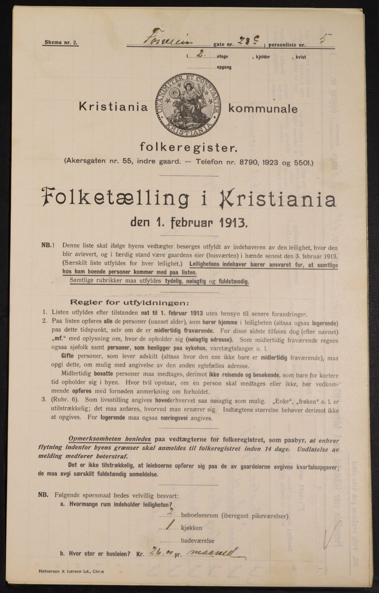 OBA, Kommunal folketelling 1.2.1913 for Kristiania, 1913, s. 25462