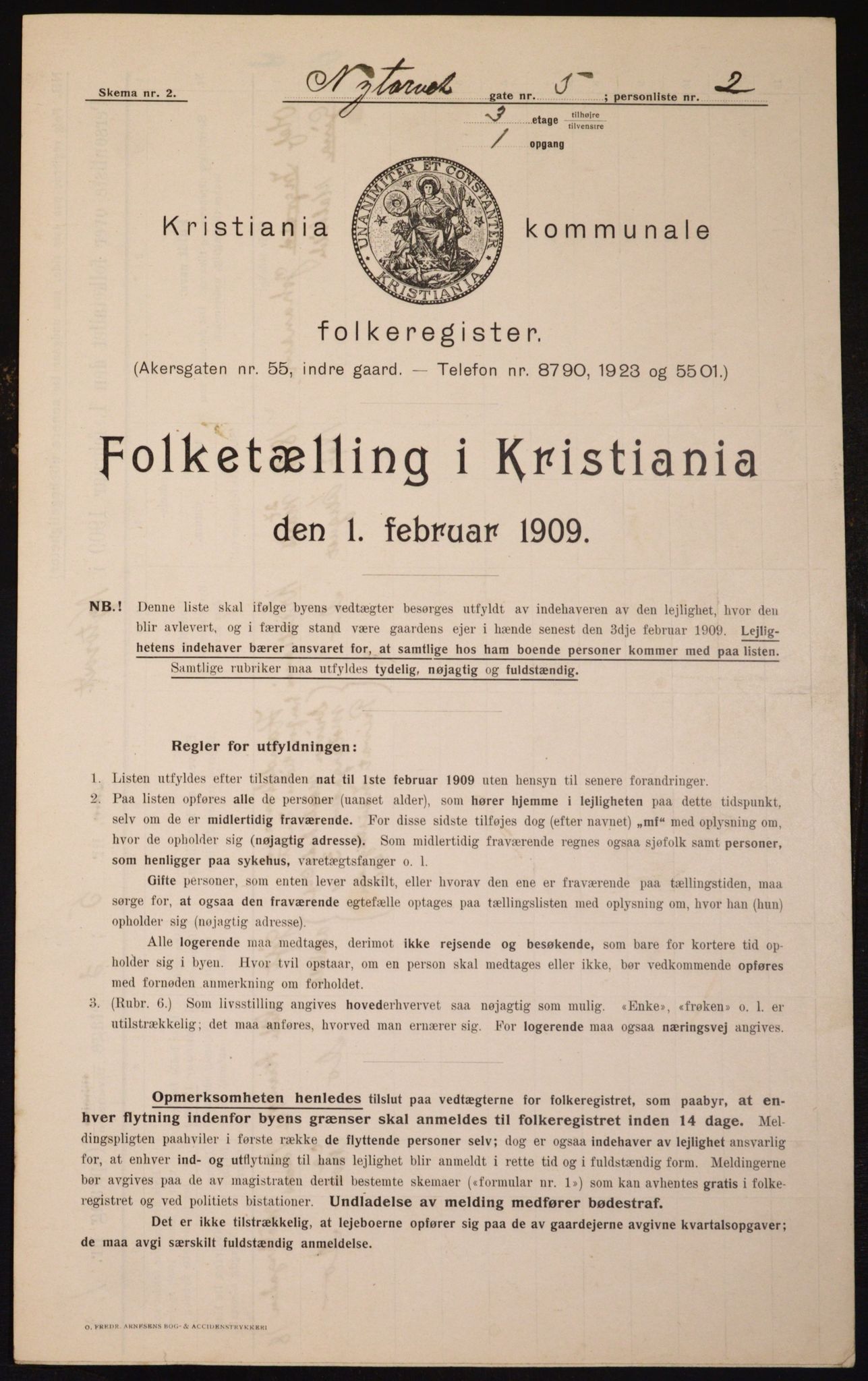 OBA, Kommunal folketelling 1.2.1909 for Kristiania kjøpstad, 1909, s. 67173