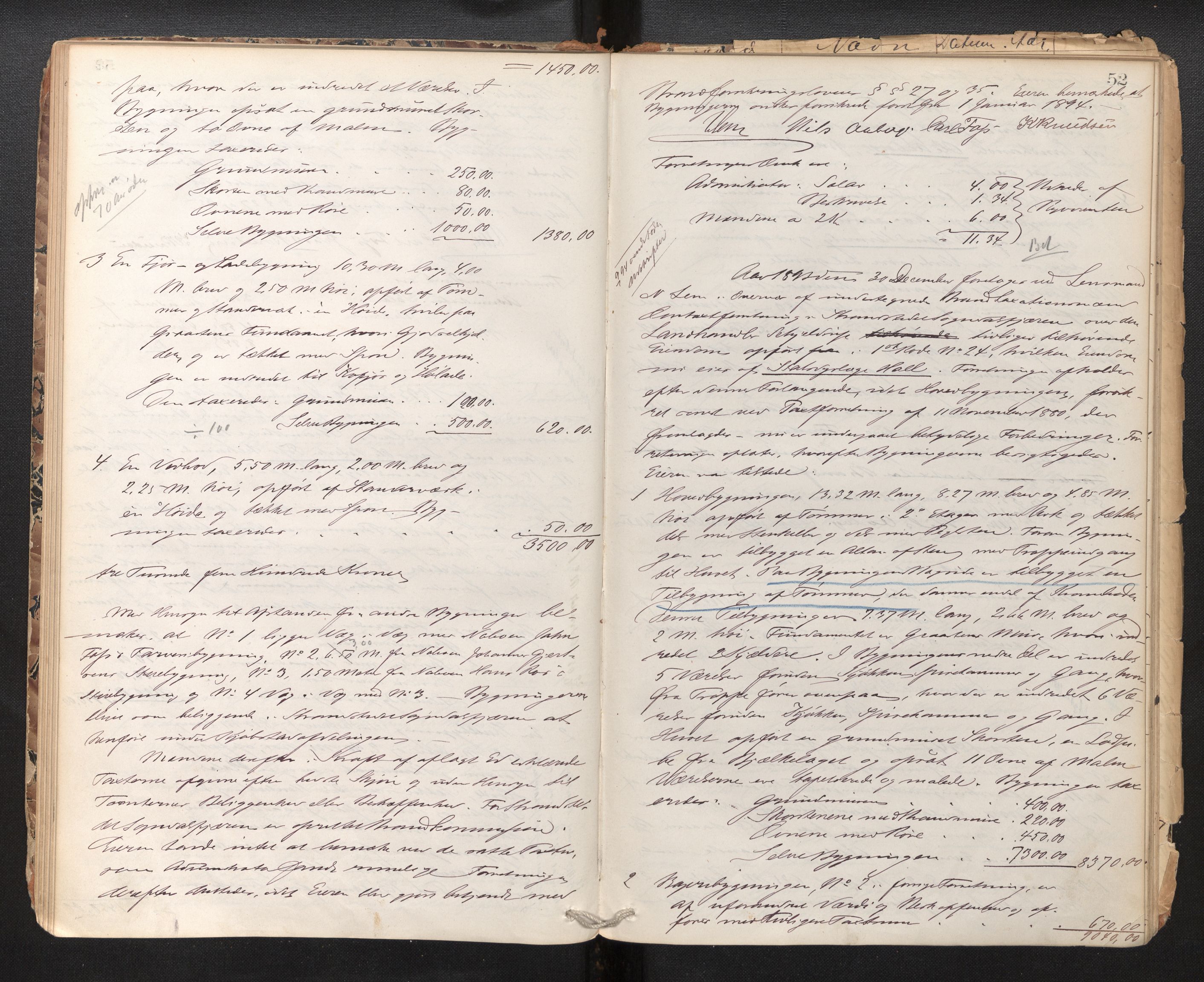 Lensmannen i Sogndal, AV/SAB-A-29901/0012/L0016: Branntakstprotokoll, Sogndalsfjøra, 1878-1901, s. 51b-52a