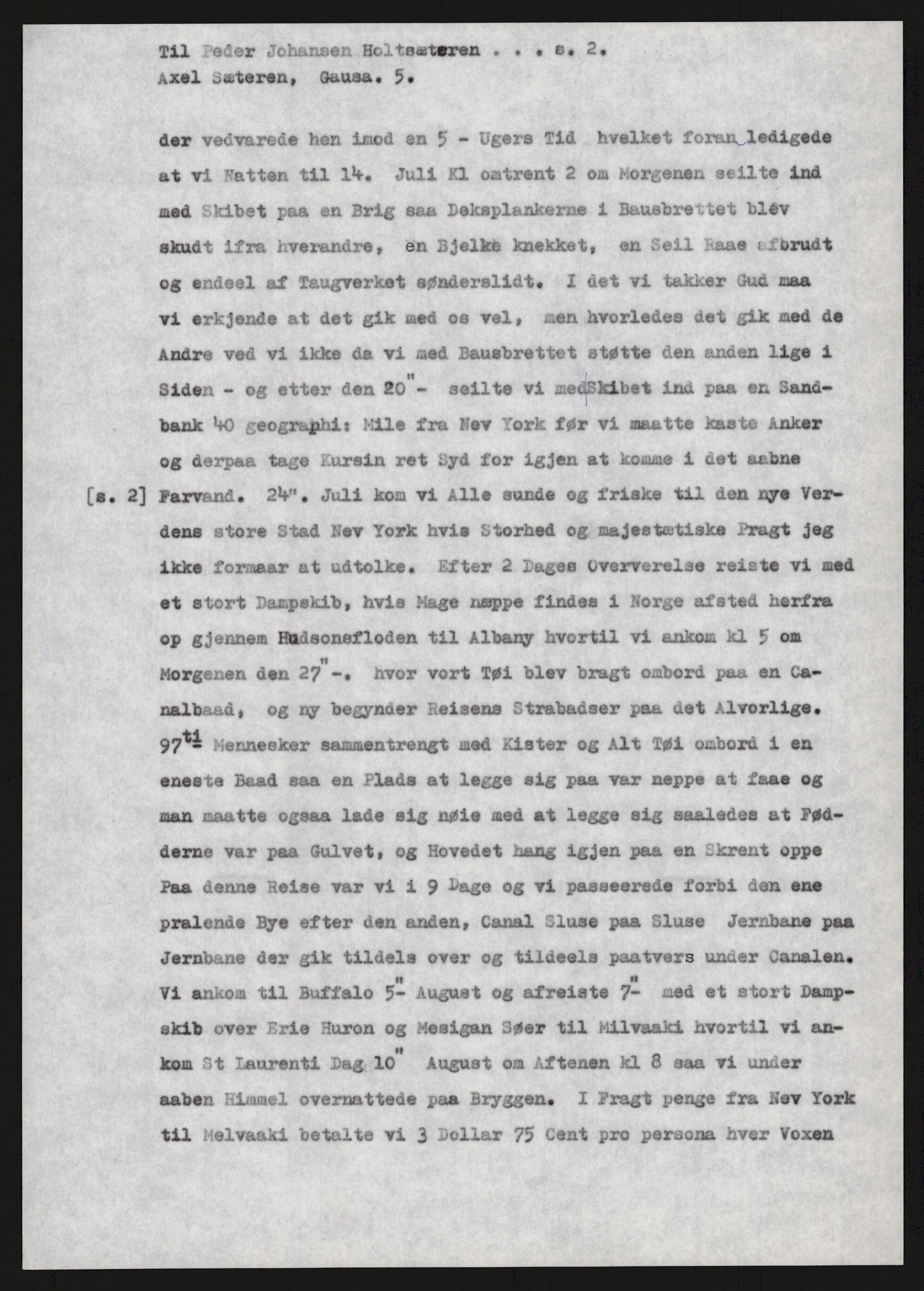 Samlinger til kildeutgivelse, Amerikabrevene, AV/RA-EA-4057/F/L0015: Innlån fra Oppland: Sæteren - Vigerust, 1838-1914, s. 35