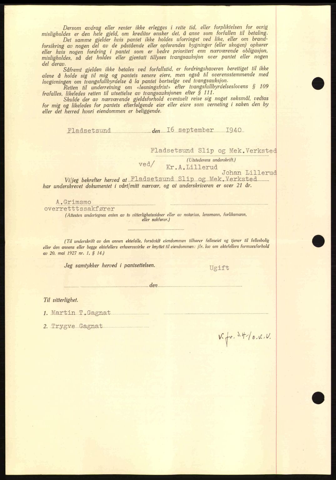 Nordmøre sorenskriveri, AV/SAT-A-4132/1/2/2Ca: Pantebok nr. B87, 1940-1941, Dagboknr: 114/1941