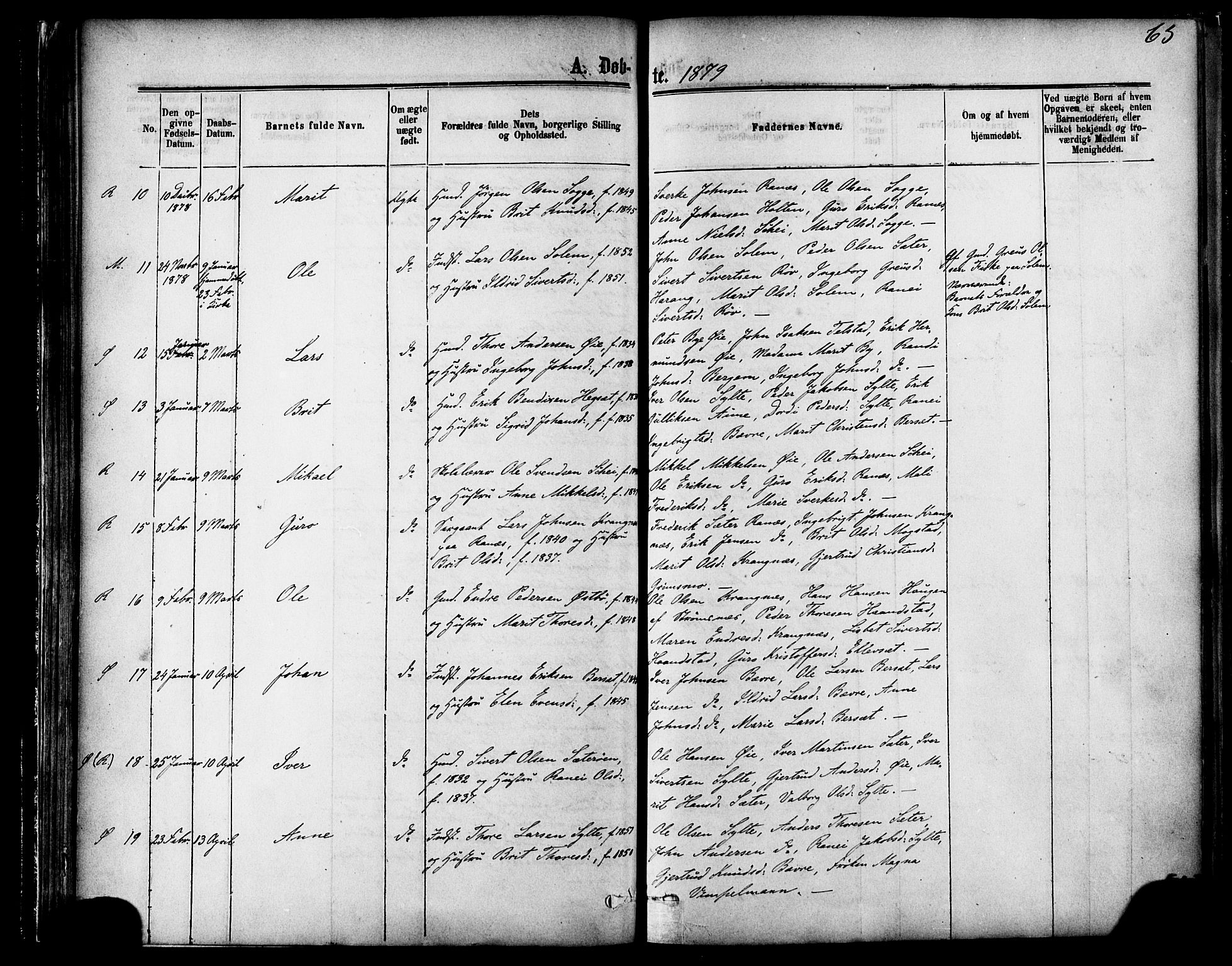 Ministerialprotokoller, klokkerbøker og fødselsregistre - Møre og Romsdal, SAT/A-1454/595/L1046: Ministerialbok nr. 595A08, 1874-1884, s. 63