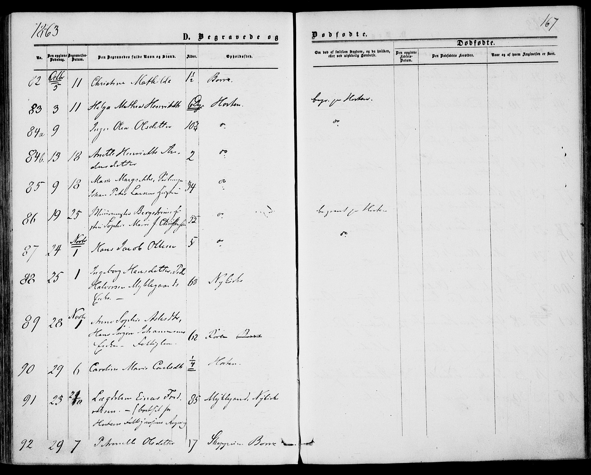 Borre kirkebøker, AV/SAKO-A-338/F/Fa/L0007: Ministerialbok nr. I 7, 1862-1867, s. 167