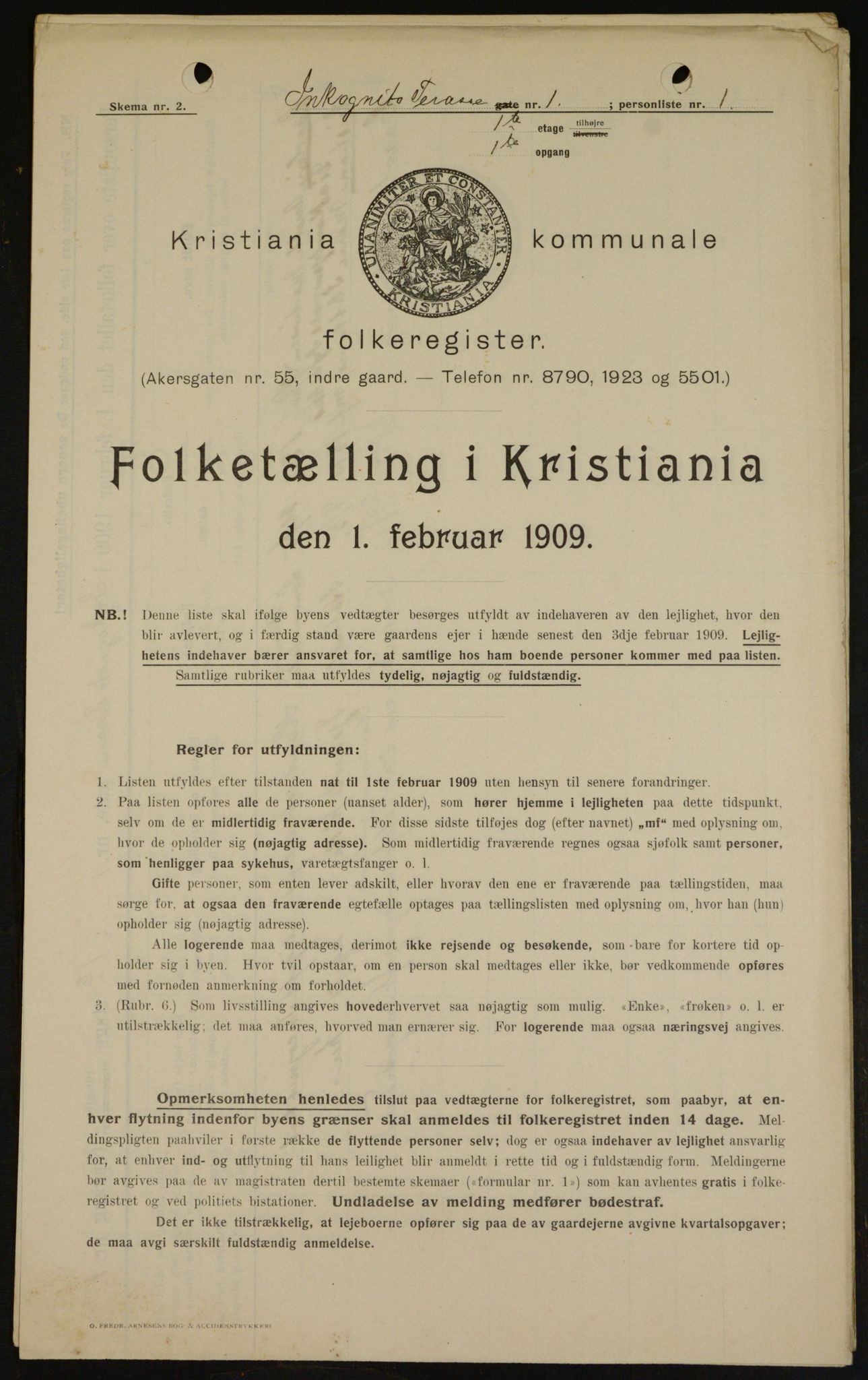 OBA, Kommunal folketelling 1.2.1909 for Kristiania kjøpstad, 1909, s. 40521