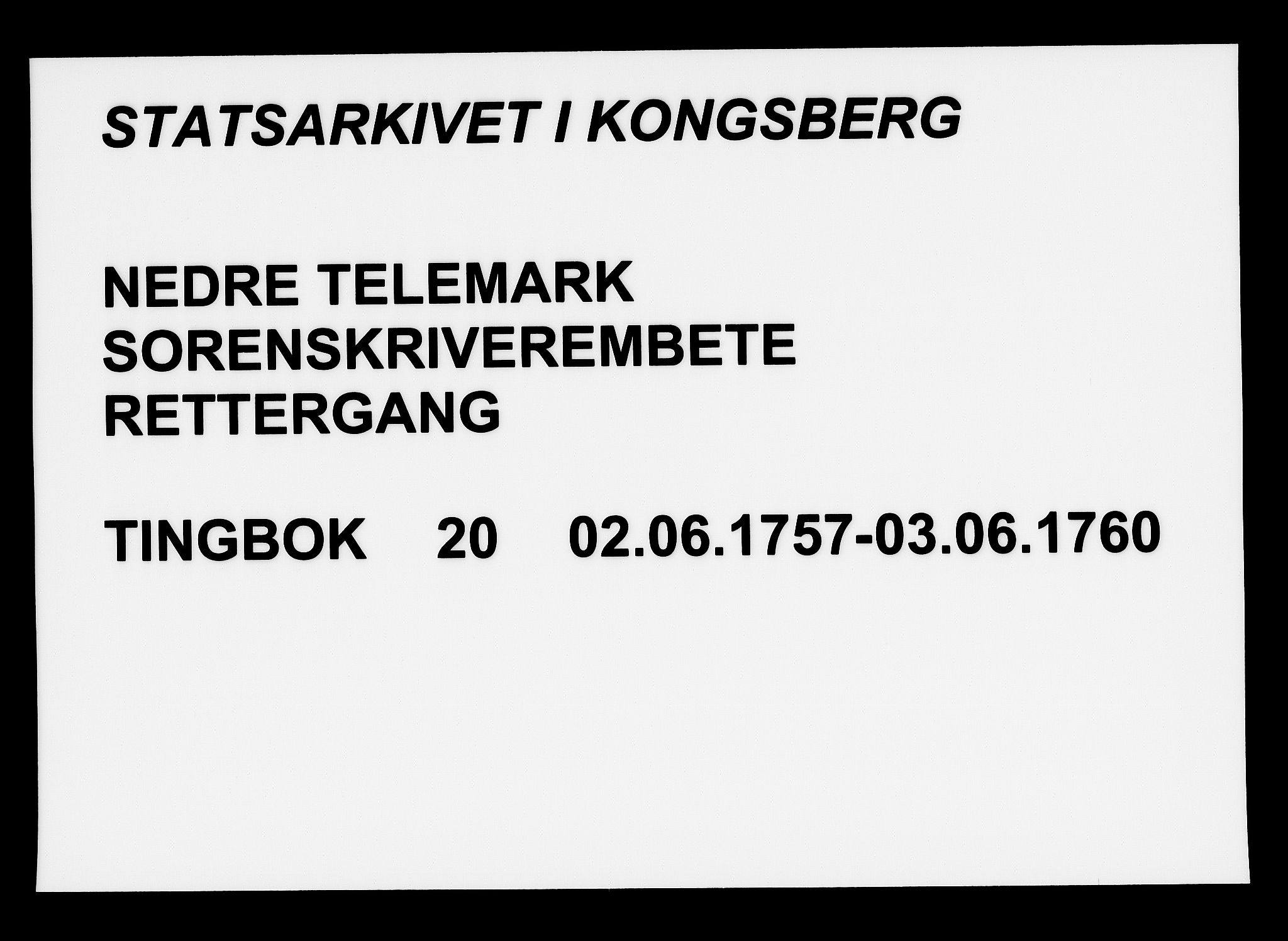 Nedre Telemark sorenskriveri, AV/SAKO-A-135/F/Fa/L0020: Tingbok, 1757-1760