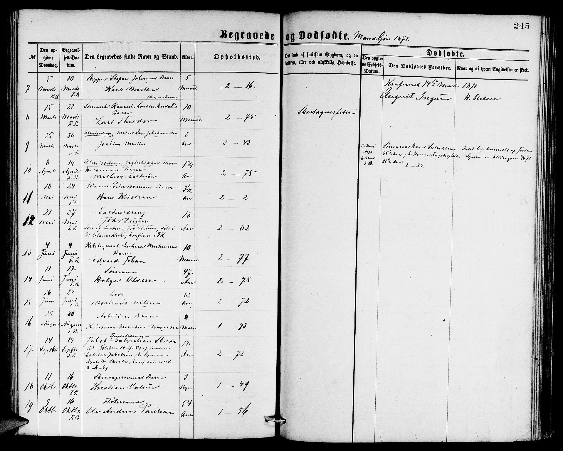 Sandviken Sokneprestembete, AV/SAB-A-77601/H/Hb: Klokkerbok nr. A 1, 1867-1879, s. 245