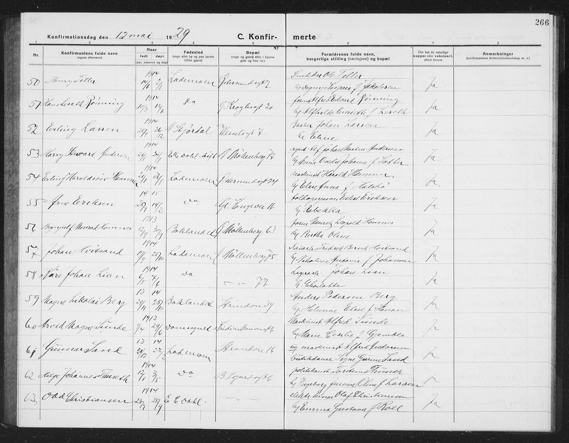 Ministerialprotokoller, klokkerbøker og fødselsregistre - Sør-Trøndelag, SAT/A-1456/605/L0258: Klokkerbok nr. 605C05, 1918-1930, s. 266