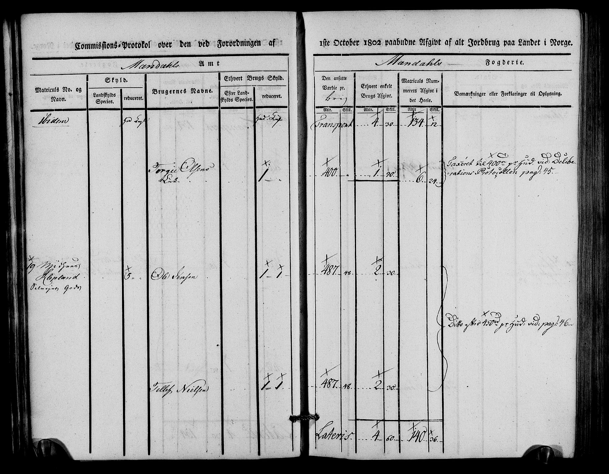 Rentekammeret inntil 1814, Realistisk ordnet avdeling, AV/RA-EA-4070/N/Ne/Nea/L0088: Mandal fogderi. Kommisjonsprotokoll "Nr. 2", for Søgne, Greipstad, Hægeland, Øvrebø, Oddernes, Tveit og Vennesla sogn, 1803, s. 33