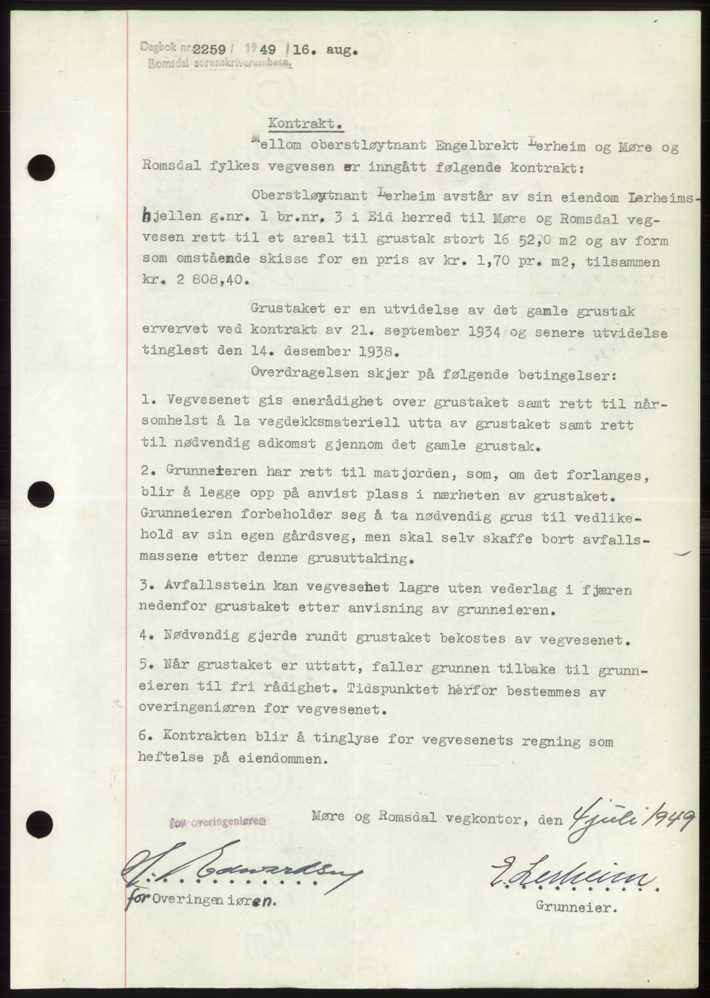 Romsdal sorenskriveri, SAT/A-4149/1/2/2C: Pantebok nr. B4, 1948-1949, Dagboknr: 2259/1949