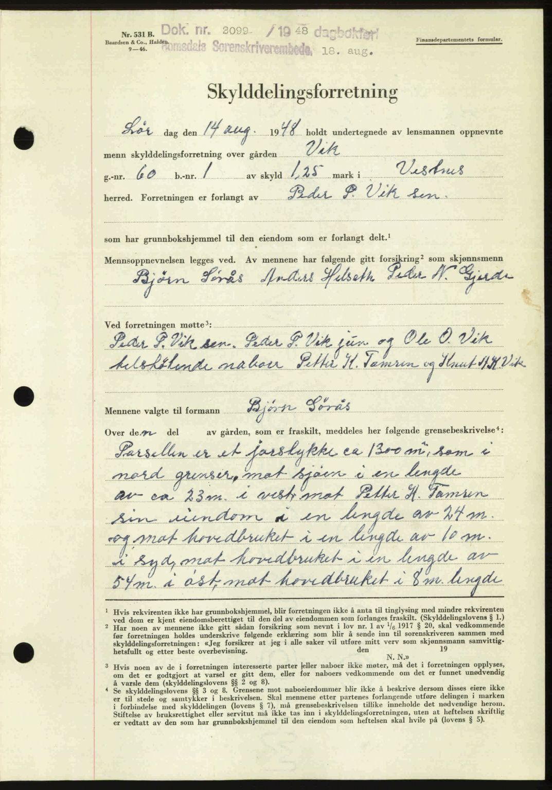 Romsdal sorenskriveri, SAT/A-4149/1/2/2C: Pantebok nr. A27, 1948-1948, Dagboknr: 2099/1948