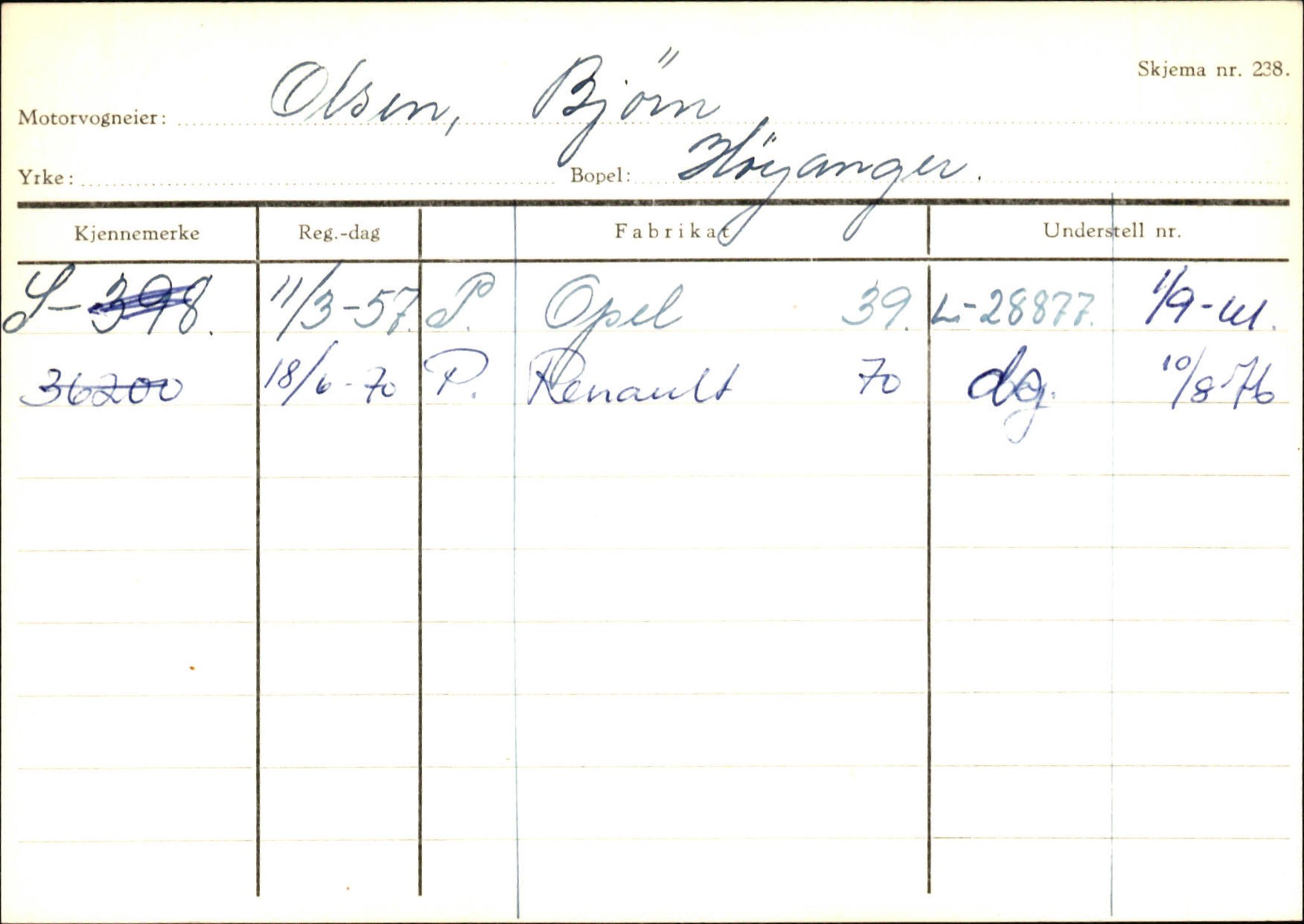 Statens vegvesen, Sogn og Fjordane vegkontor, SAB/A-5301/4/F/L0130: Eigarregister Eid T-Å. Høyanger A-O, 1945-1975, s. 2445