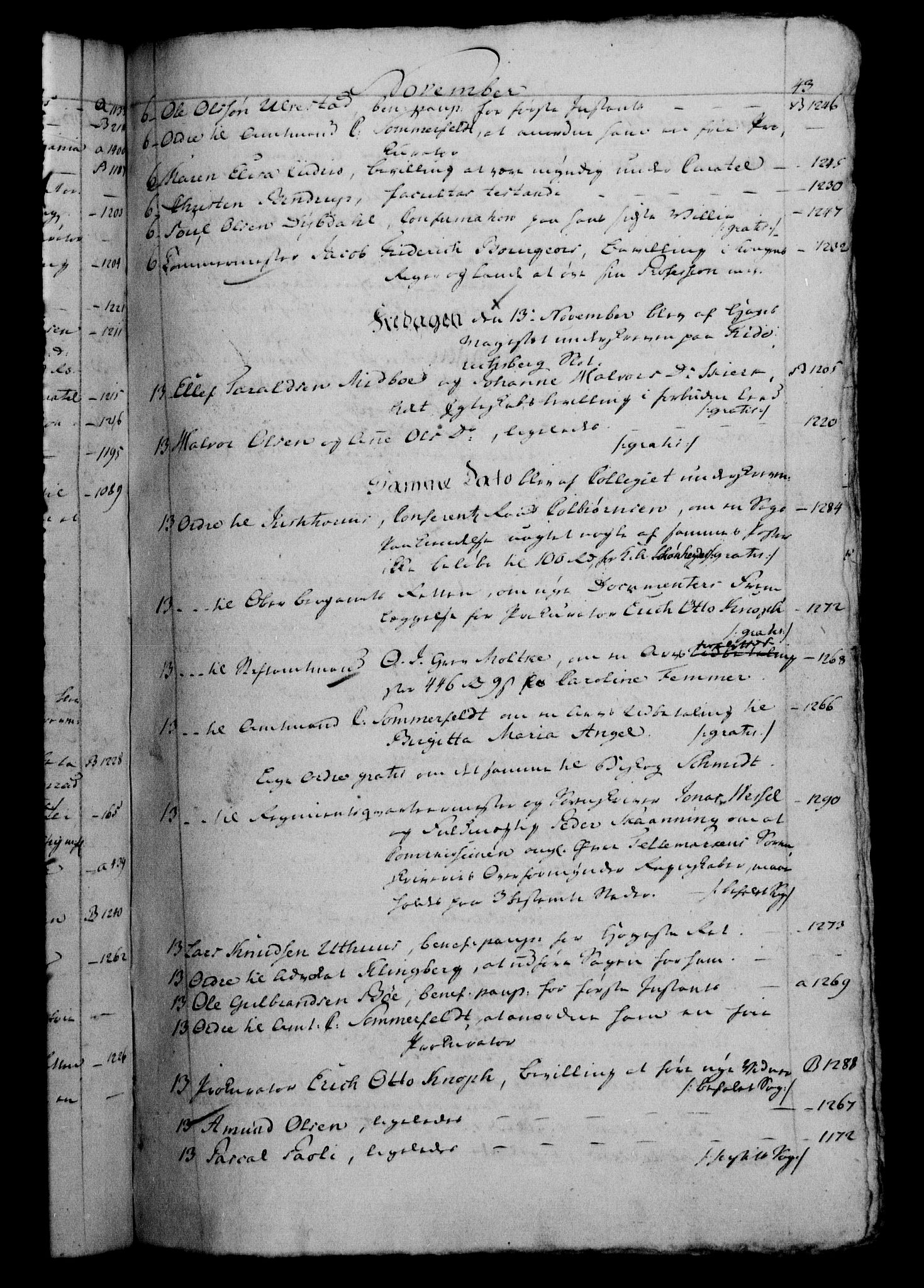 Danske Kanselli 1800-1814, AV/RA-EA-3024/H/Hf/Hfb/Hfbc/L0002: Underskrivelsesbok m. register, 1801, s. 43