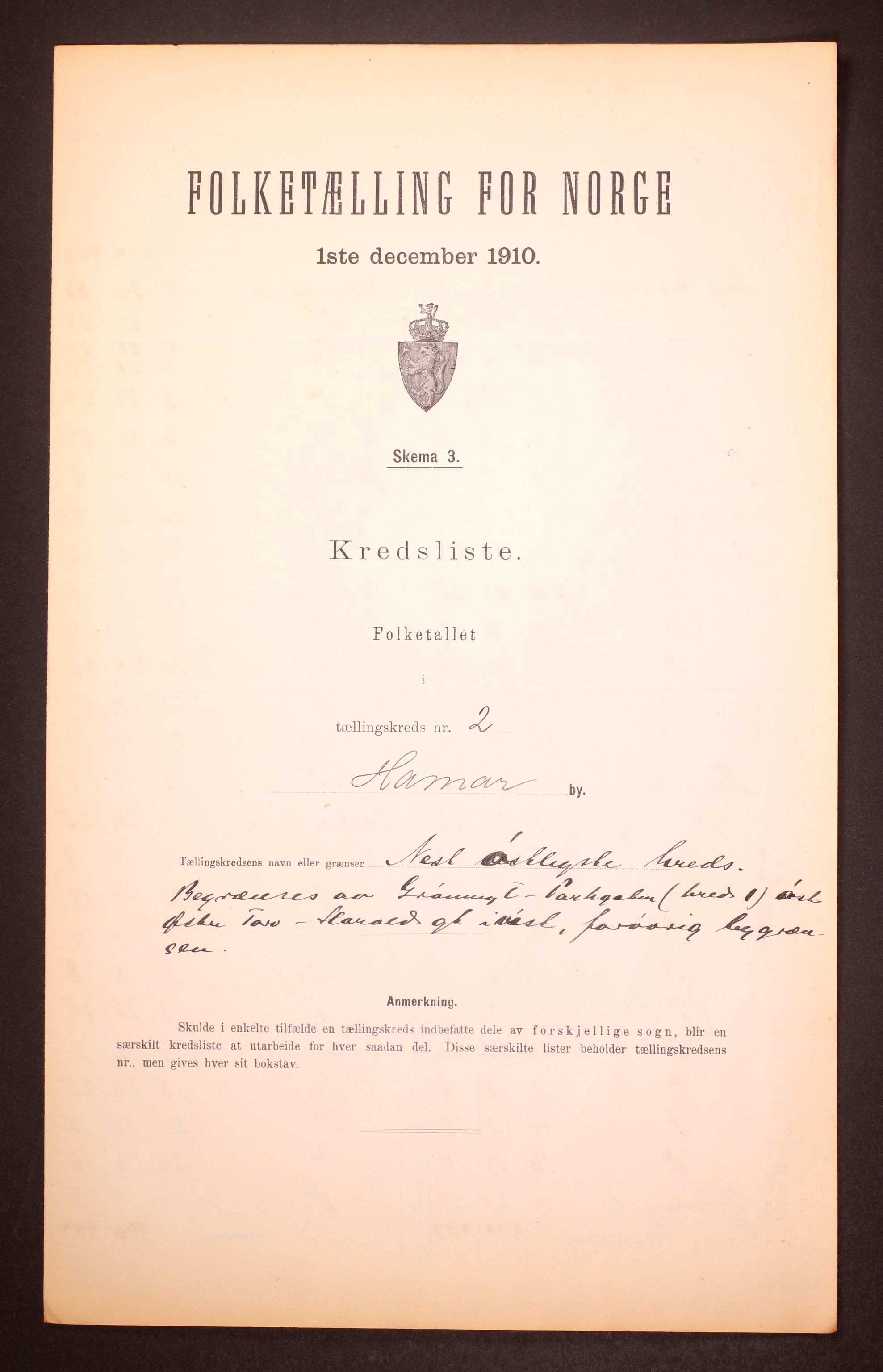 RA, Folketelling 1910 for 0401 Hamar kjøpstad, 1910, s. 6