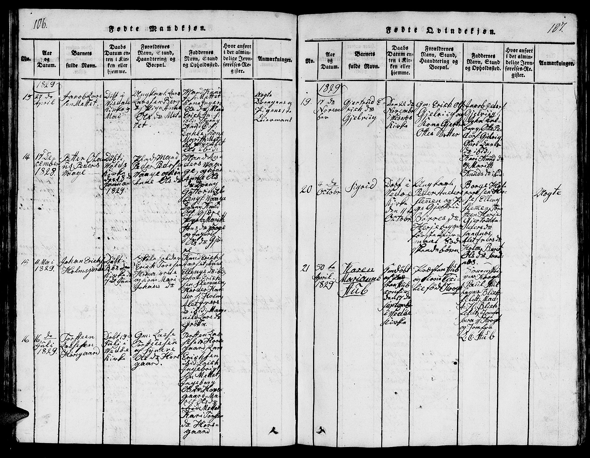 Ministerialprotokoller, klokkerbøker og fødselsregistre - Møre og Romsdal, AV/SAT-A-1454/547/L0610: Klokkerbok nr. 547C01, 1818-1839, s. 106-107