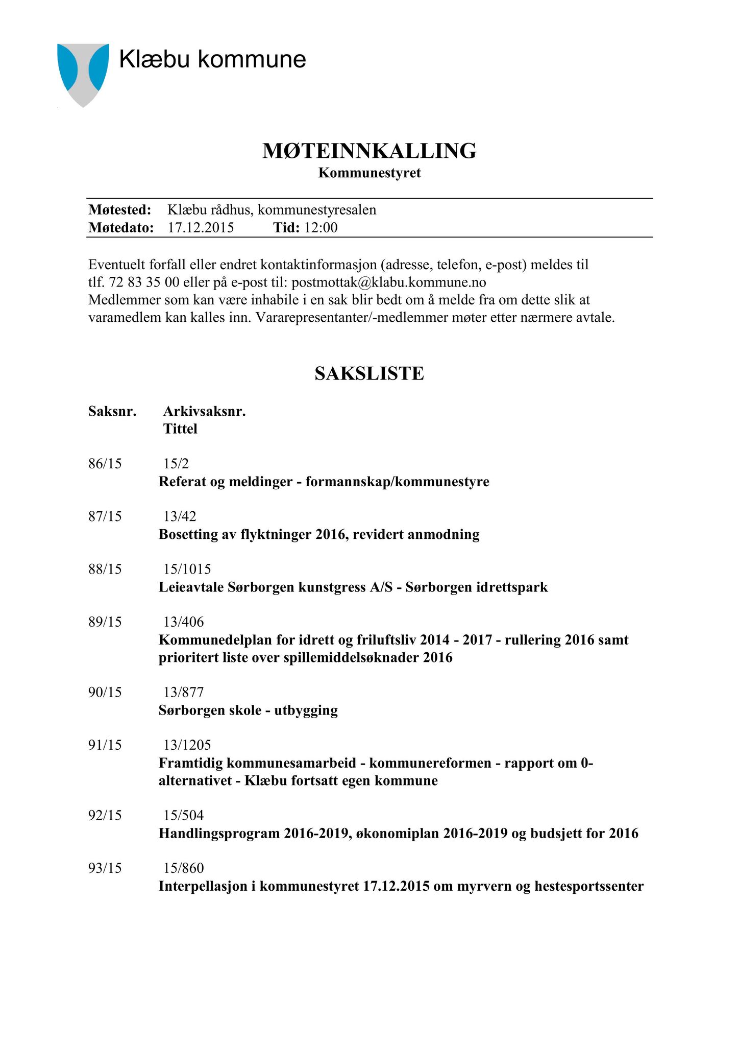 Klæbu Kommune, TRKO/KK/01-KS/L008: Kommunestyret - Møtedokumenter, 2015, s. 1996
