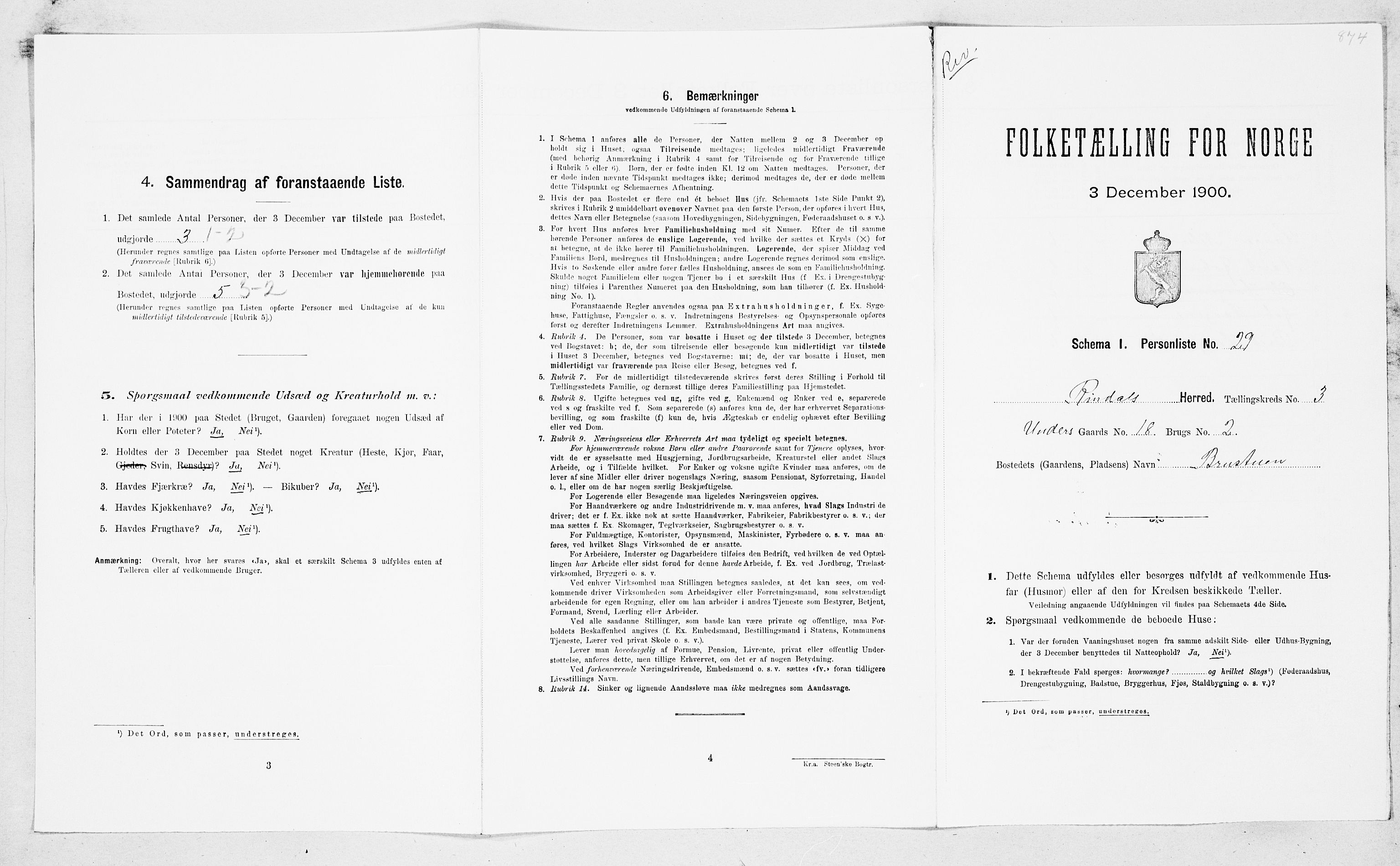 SAT, Folketelling 1900 for 1567 Rindal herred, 1900, s. 282