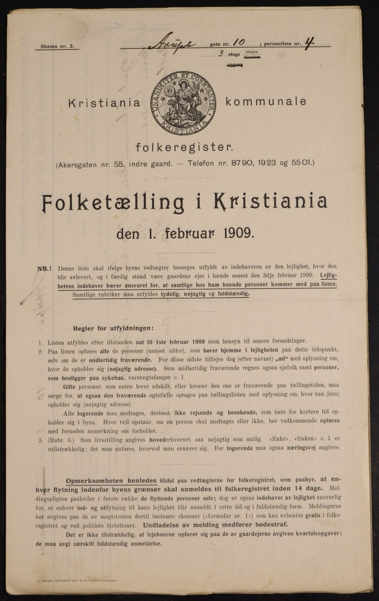OBA, Kommunal folketelling 1.2.1909 for Kristiania kjøpstad, 1909, s. 2110