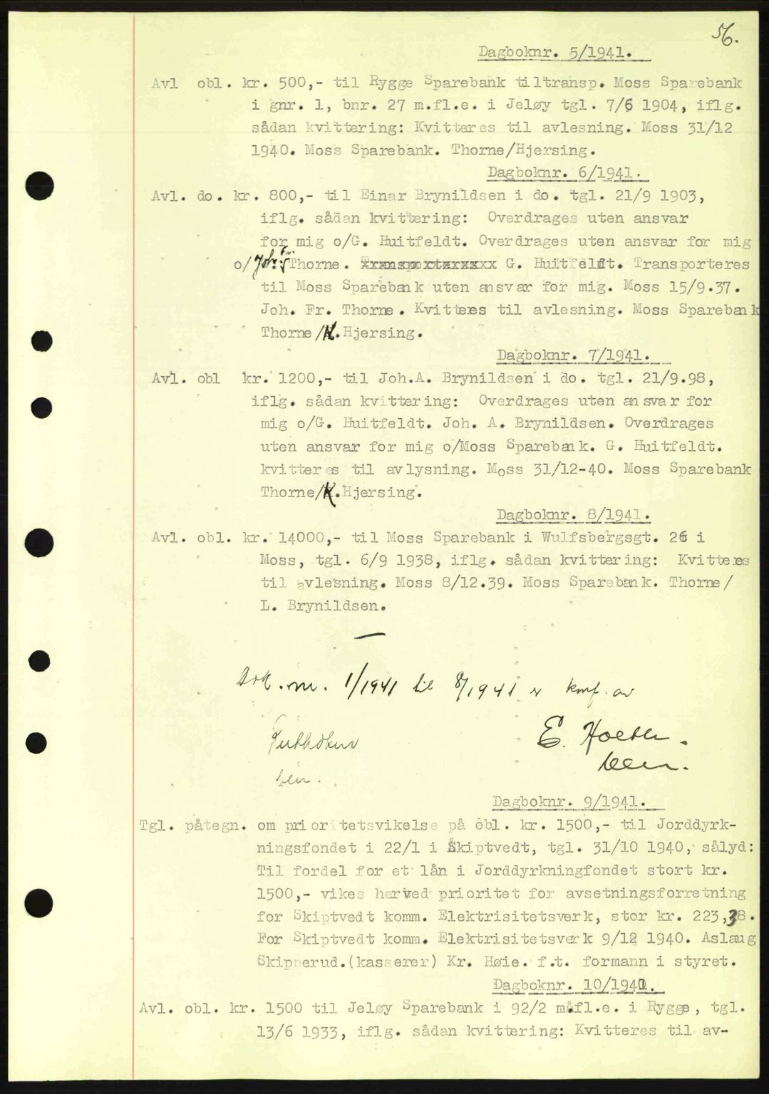 Moss sorenskriveri, SAO/A-10168: Pantebok nr. B10, 1940-1941, Dagboknr: 5/1941