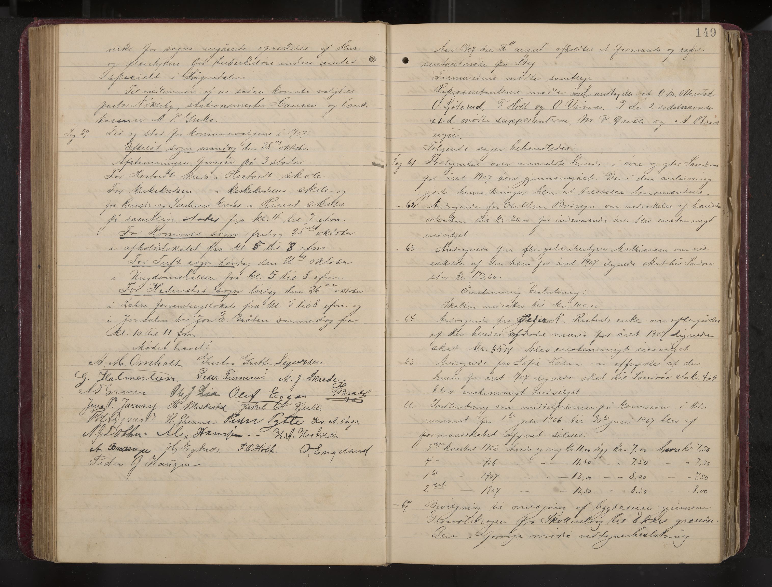 Ytre Sandsvær formannskap og sentraladministrasjon, IKAK/0629021/A/Aa/L0001: Møtebok med register, 1902-1919, s. 149