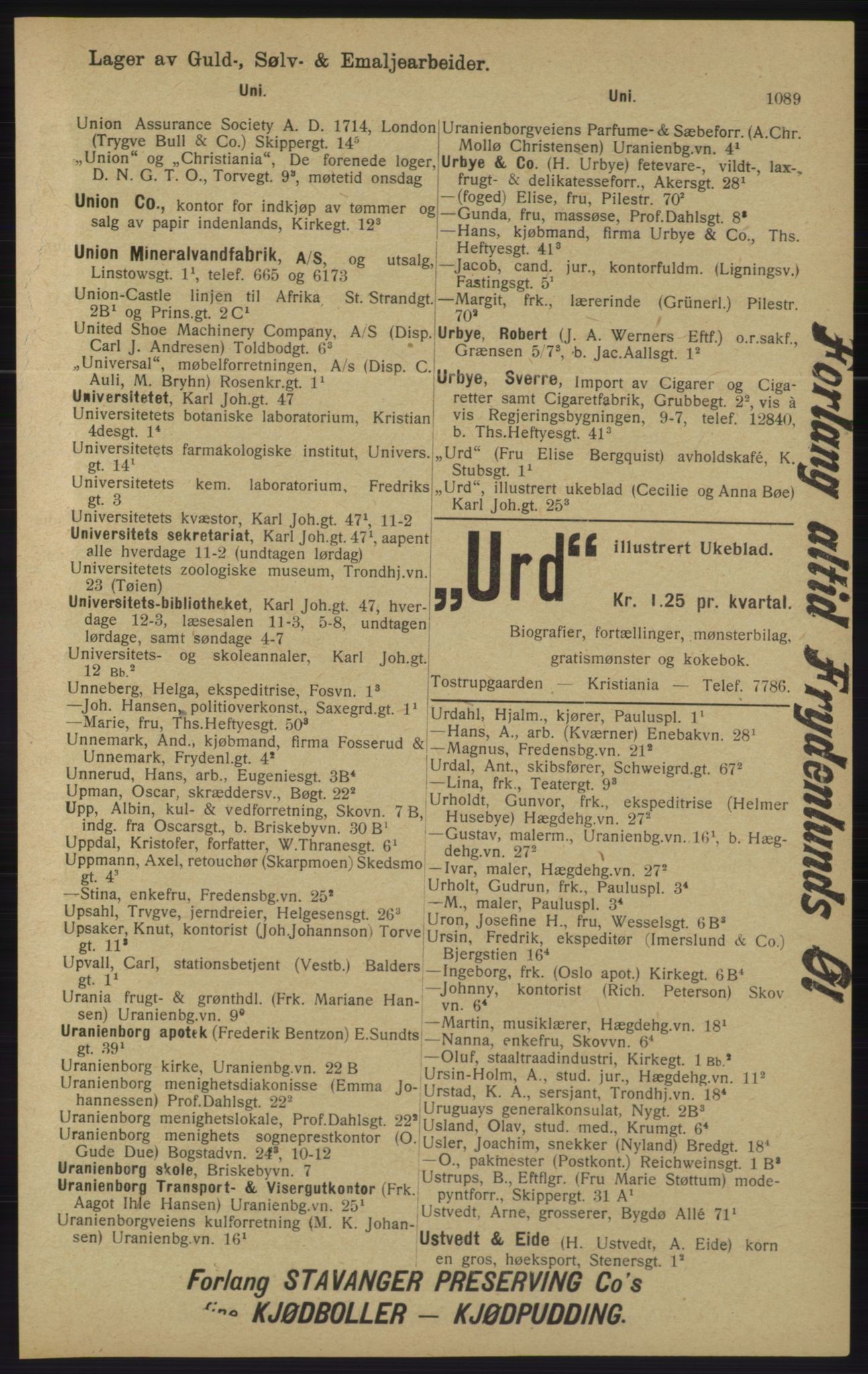 Kristiania/Oslo adressebok, PUBL/-, 1913, s. 1101