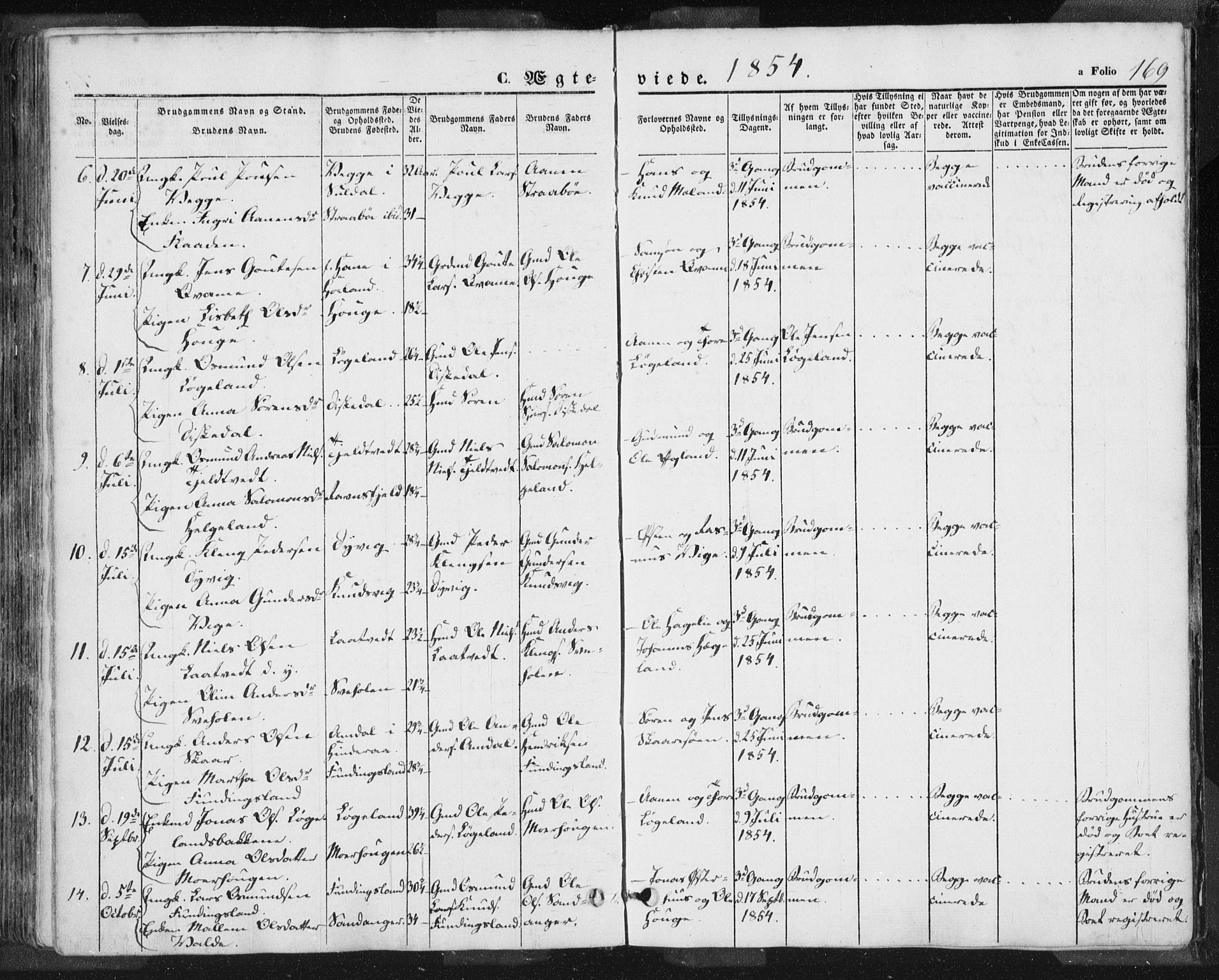 Hjelmeland sokneprestkontor, AV/SAST-A-101843/01/IV/L0009: Ministerialbok nr. A 9, 1846-1860, s. 169