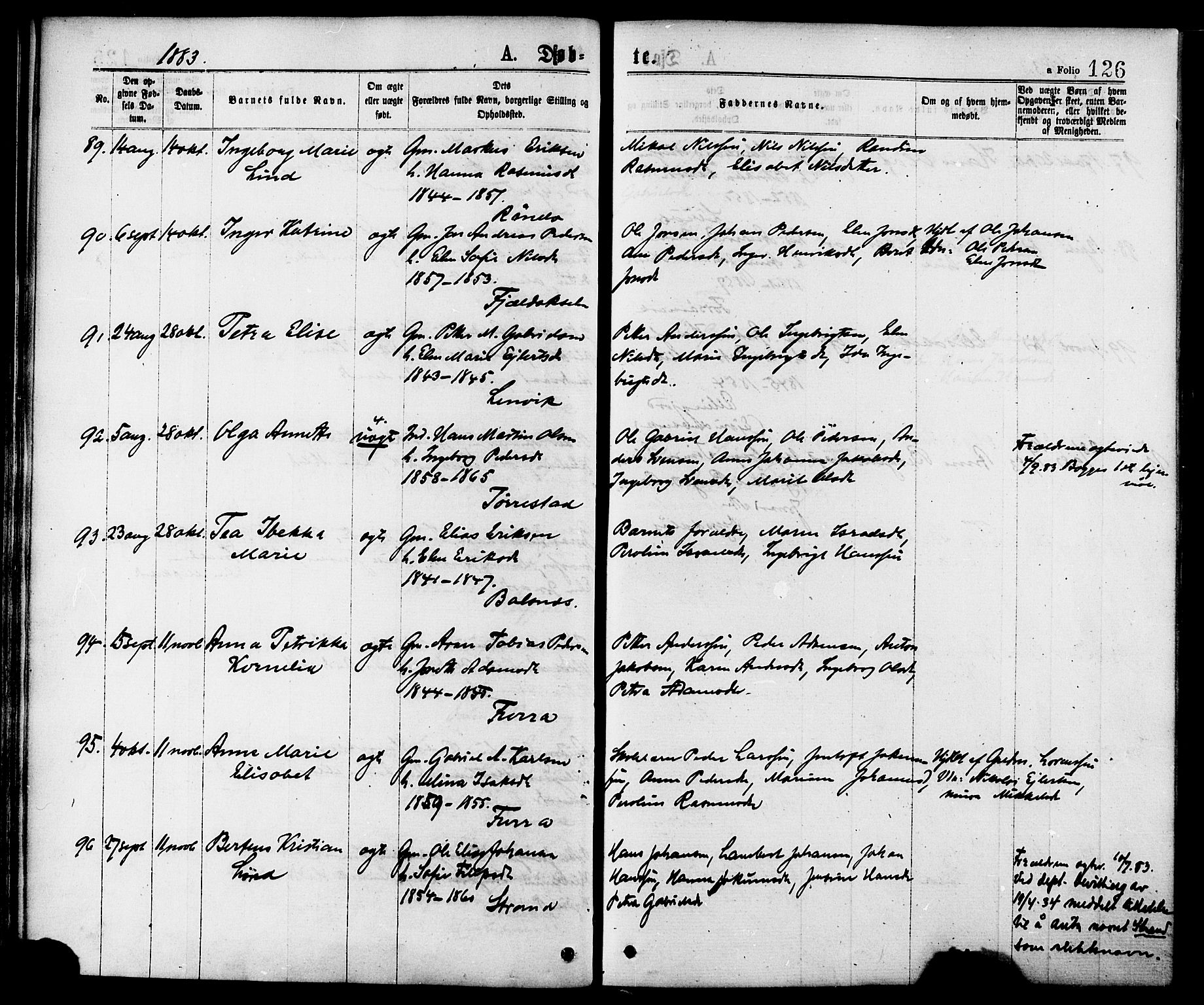 Ministerialprotokoller, klokkerbøker og fødselsregistre - Nordland, AV/SAT-A-1459/863/L0897: Ministerialbok nr. 863A09, 1872-1886, s. 126