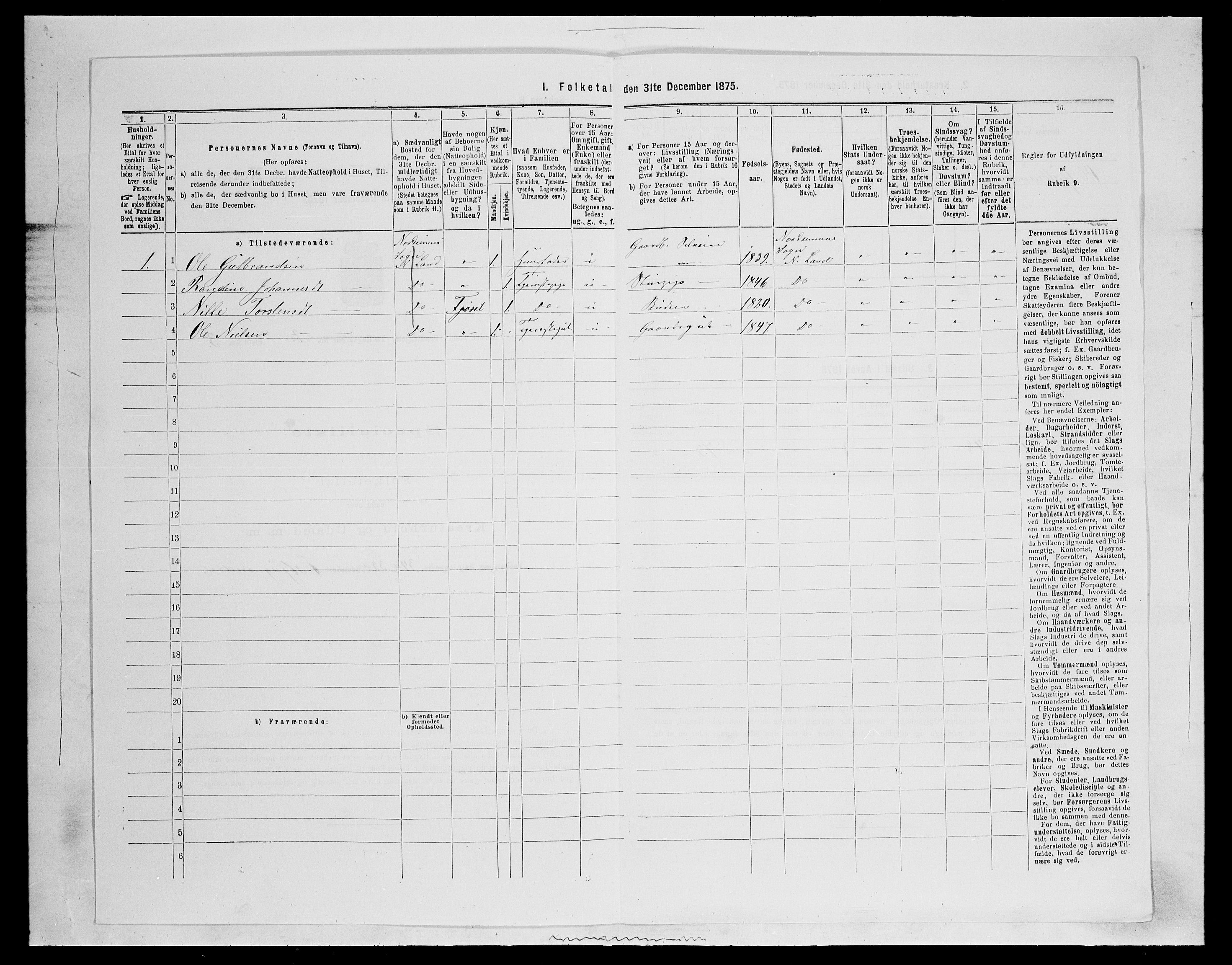 SAH, Folketelling 1875 for 0538P Nordre Land prestegjeld, 1875, s. 241