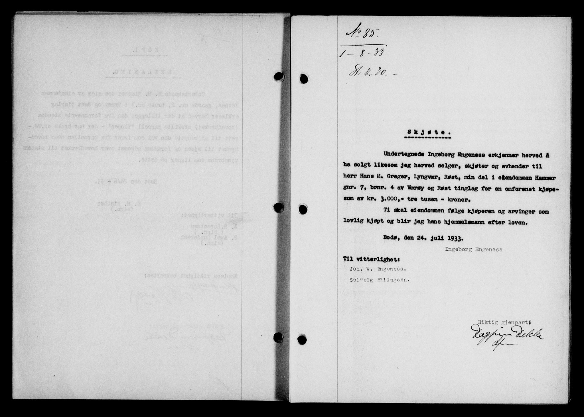 Lofoten sorenskriveri, SAT/A-0017/1/2/2C/L0028b: Pantebok nr. 28b, 1933-1933, Tingl.dato: 01.08.1933