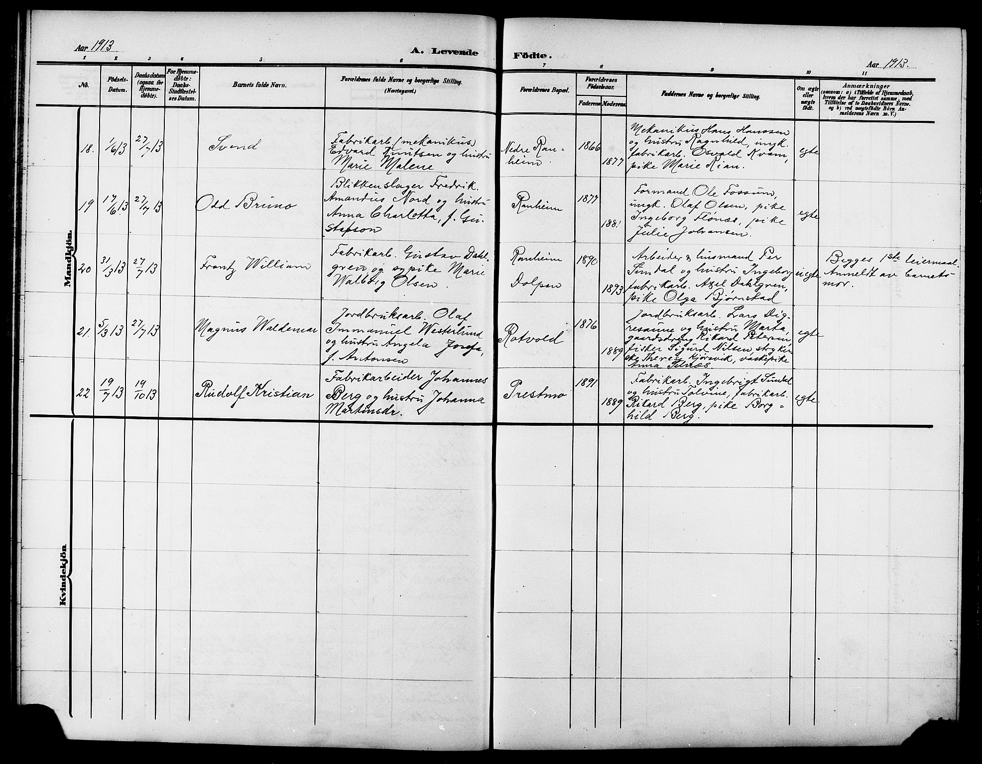 Ministerialprotokoller, klokkerbøker og fødselsregistre - Sør-Trøndelag, SAT/A-1456/615/L0400: Klokkerbok nr. 615C01, 1905-1921