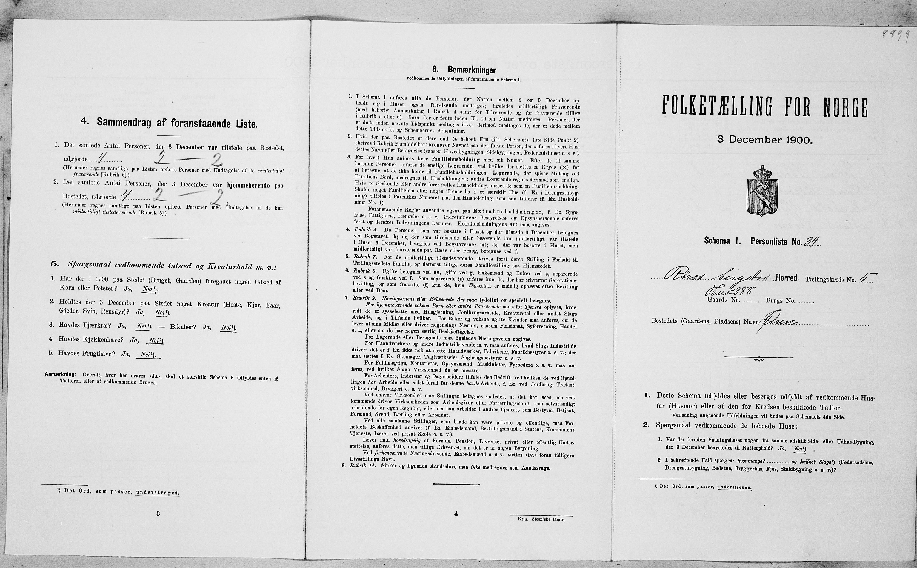 SAT, Folketelling 1900 for 1640 Røros herred, 1900, s. 730