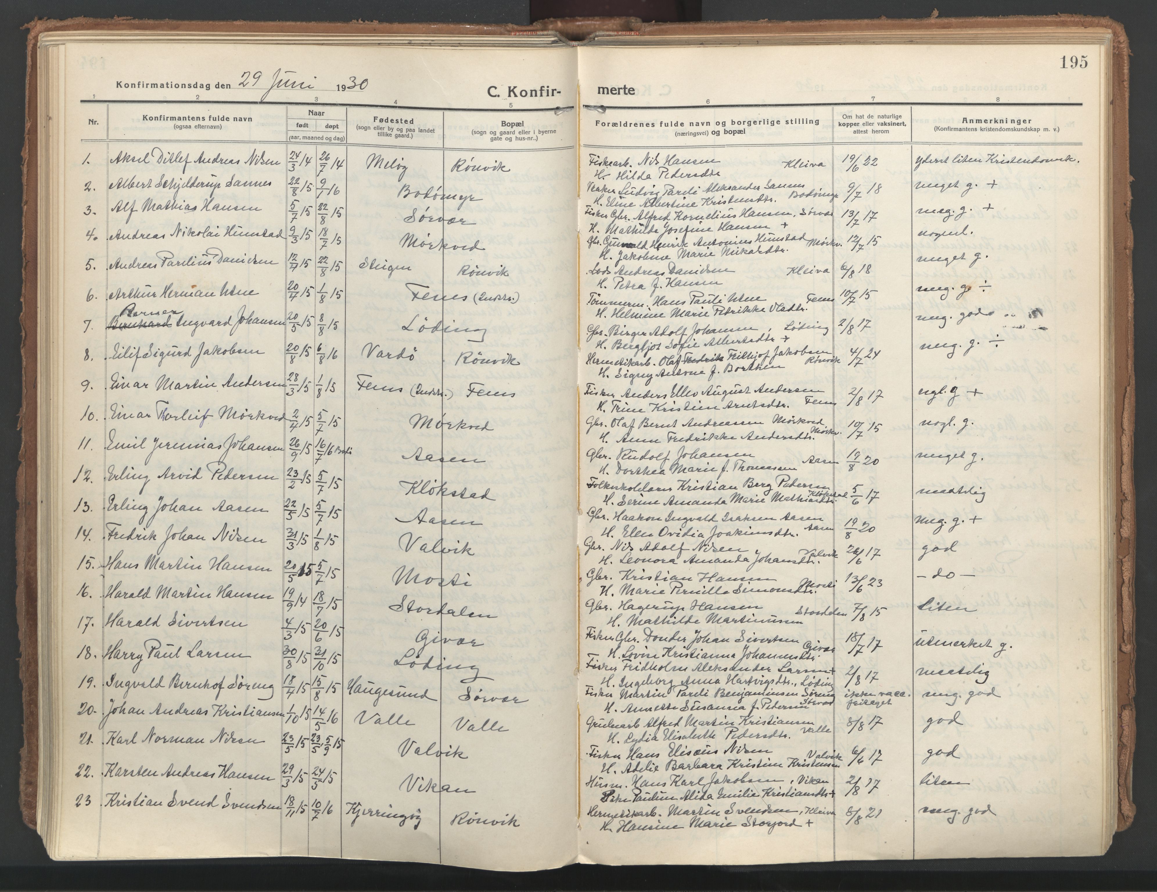 Ministerialprotokoller, klokkerbøker og fødselsregistre - Nordland, AV/SAT-A-1459/802/L0060: Ministerialbok nr. 802A07, 1916-1933, s. 195