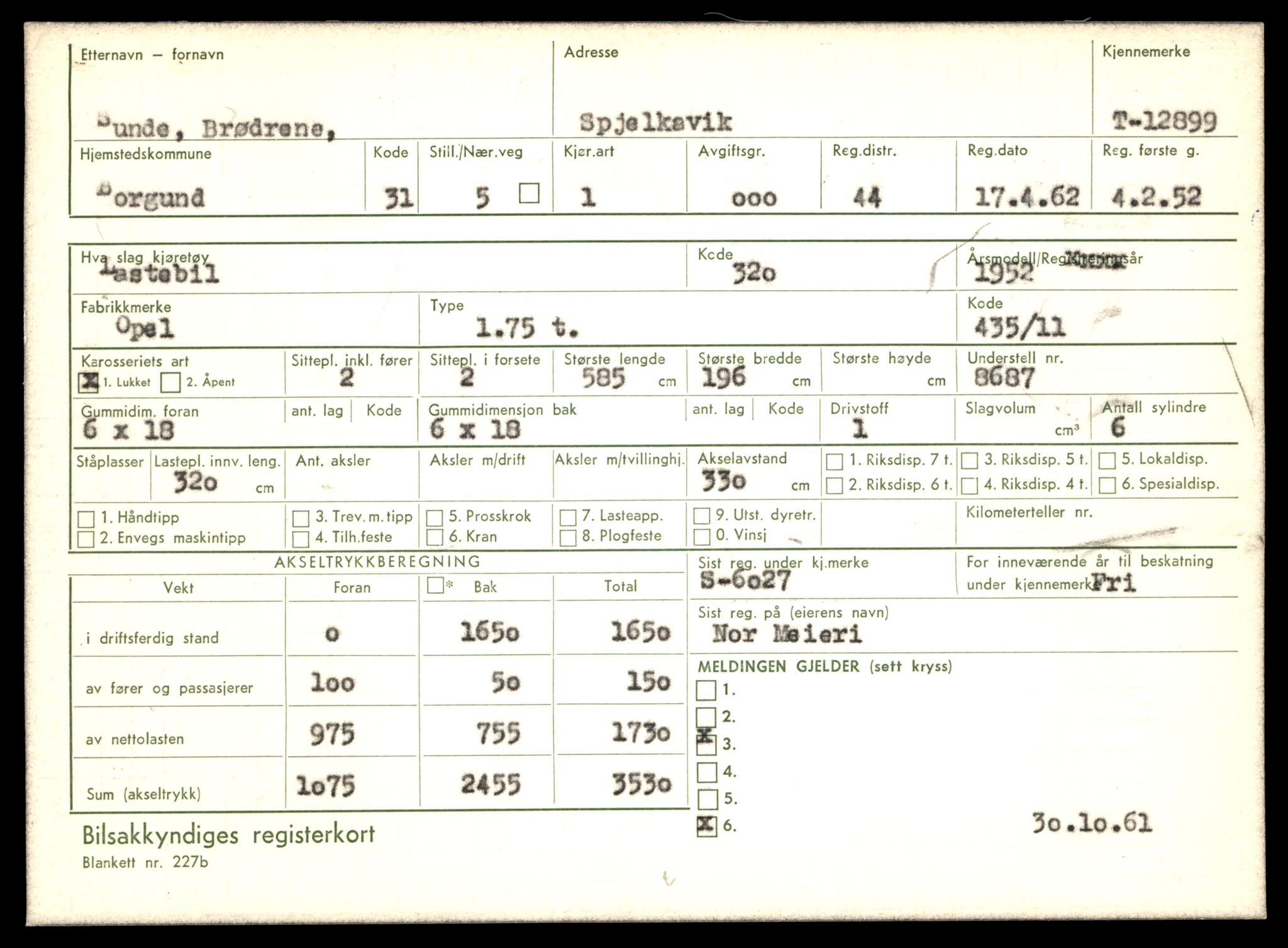 Møre og Romsdal vegkontor - Ålesund trafikkstasjon, AV/SAT-A-4099/F/Fe/L0036: Registreringskort for kjøretøy T 12831 - T 13030, 1927-1998, s. 1217