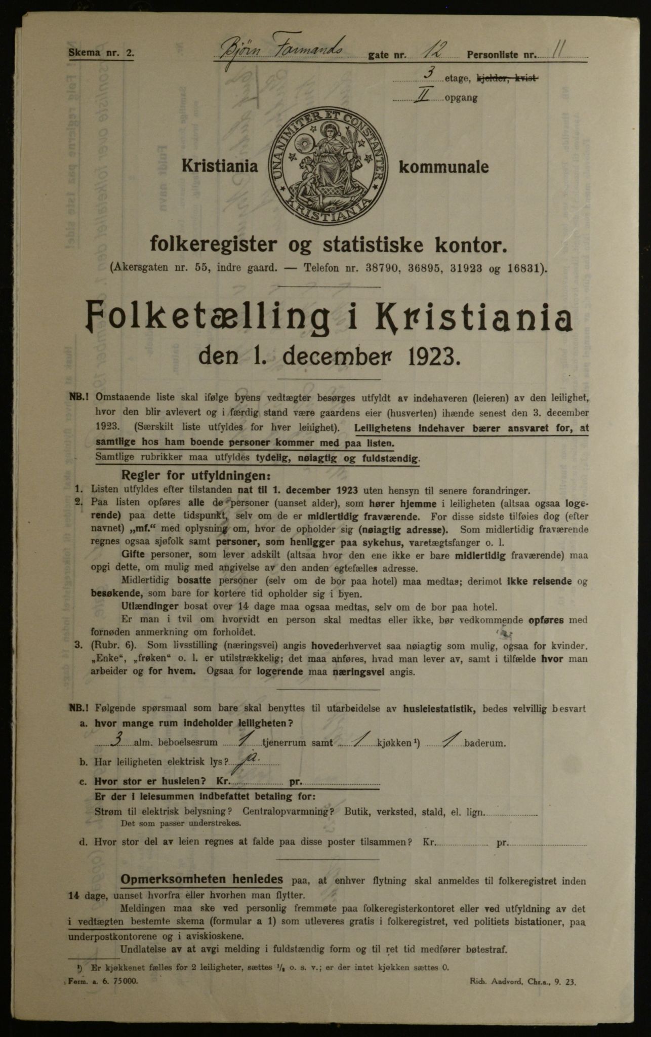 OBA, Kommunal folketelling 1.12.1923 for Kristiania, 1923, s. 7741