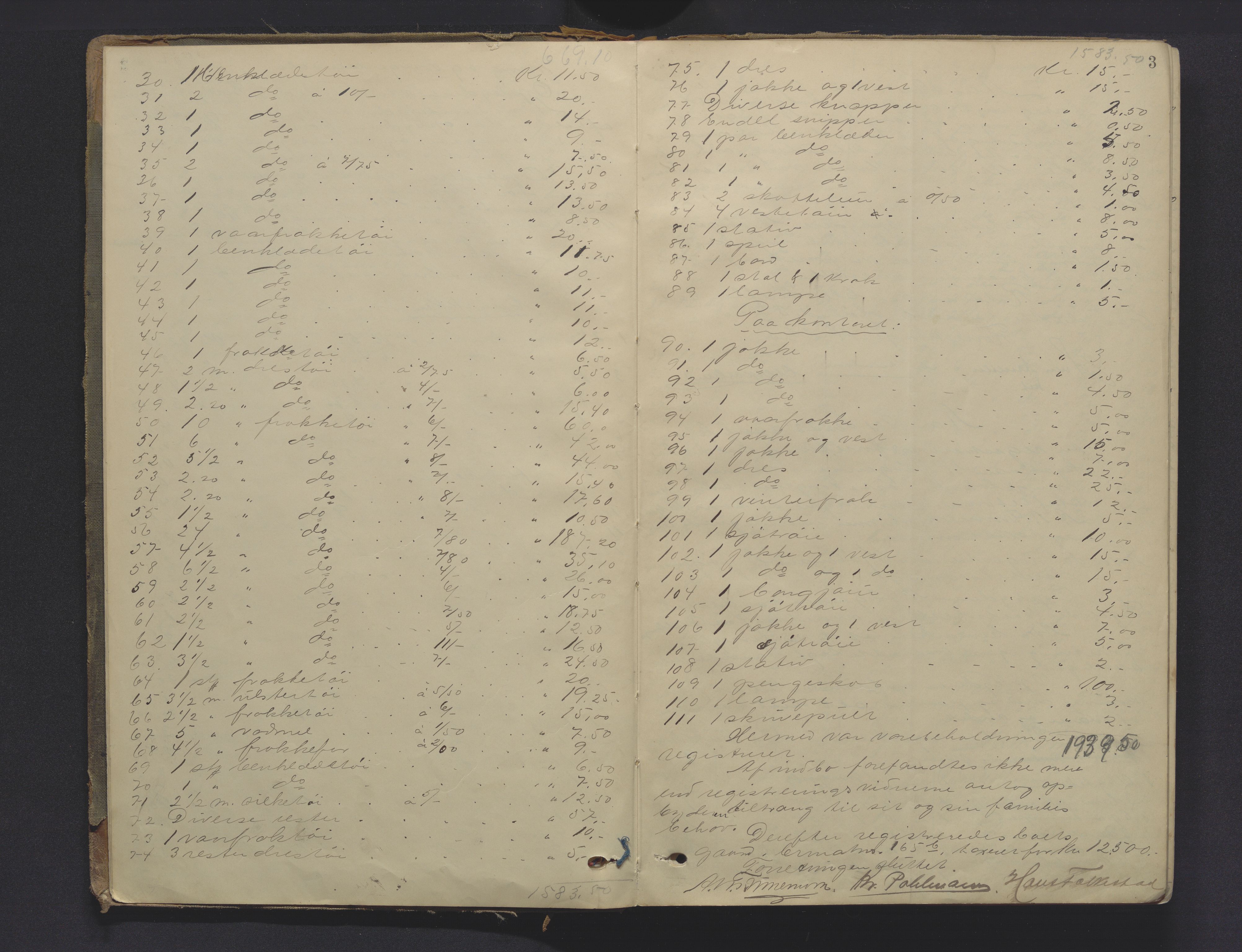 Gjerpen sorenskriveri, SAKO/A-216/H/Hb/Hba/Hbab/L0001: Skifteregistreringsprotokoll, Porsgrunn by, 1901-1921, s. 2b-3a