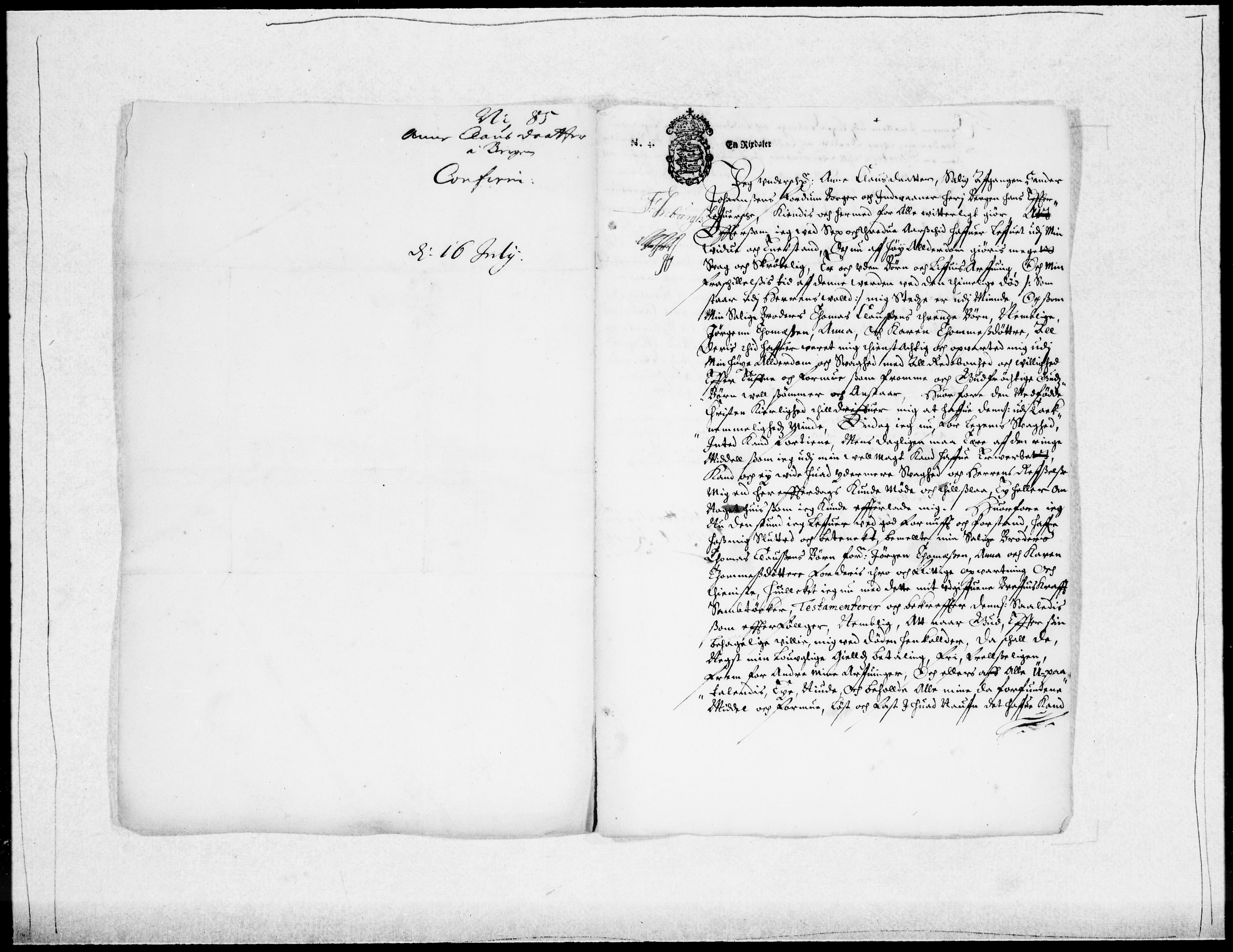 Danske Kanselli 1572-1799, AV/RA-EA-3023/F/Fc/Fcc/Fcca/L0038: Norske innlegg 1572-1799, 1685, s. 394