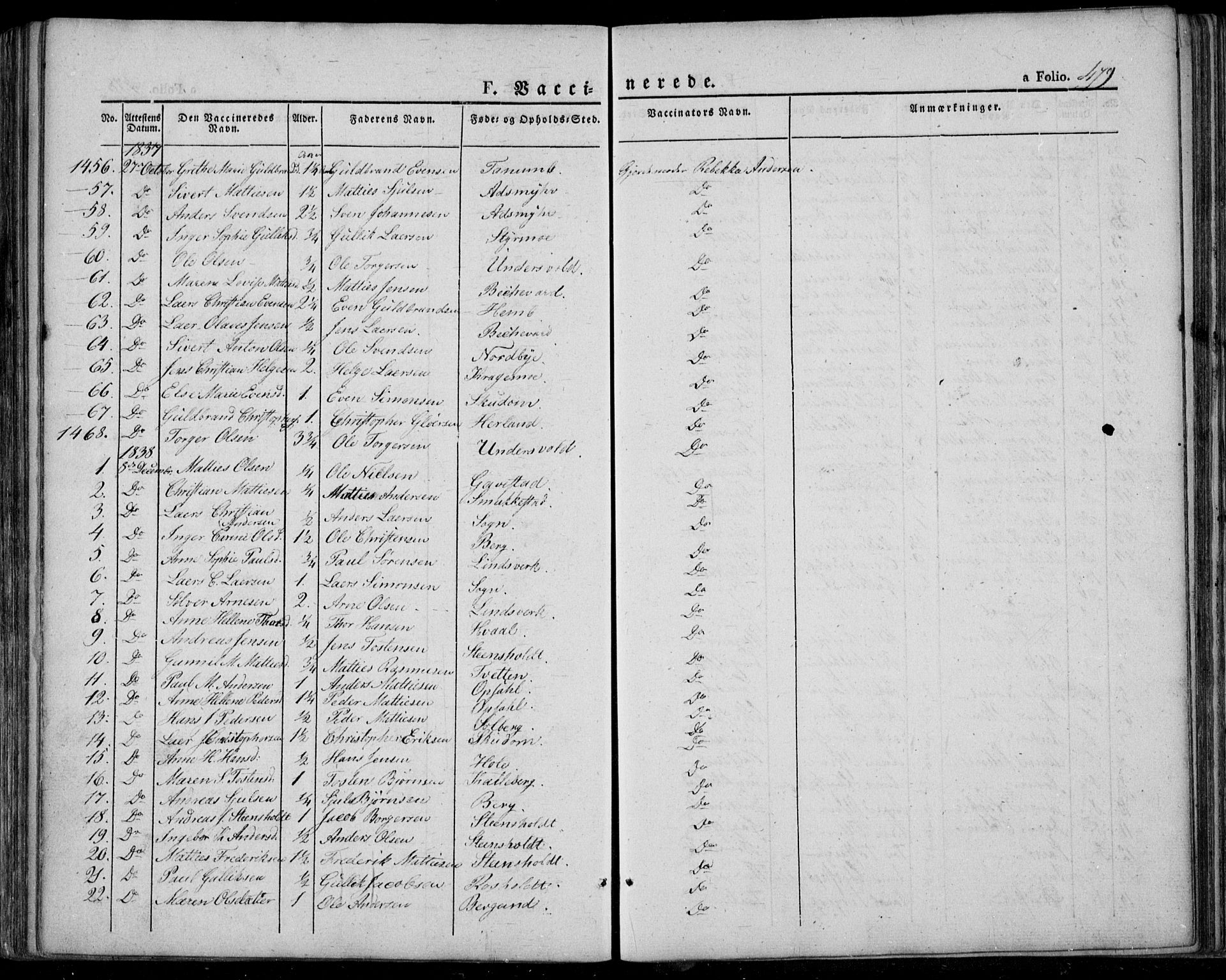 Lardal kirkebøker, AV/SAKO-A-350/F/Fa/L0006: Ministerialbok nr. I 6, 1835-1860, s. 479