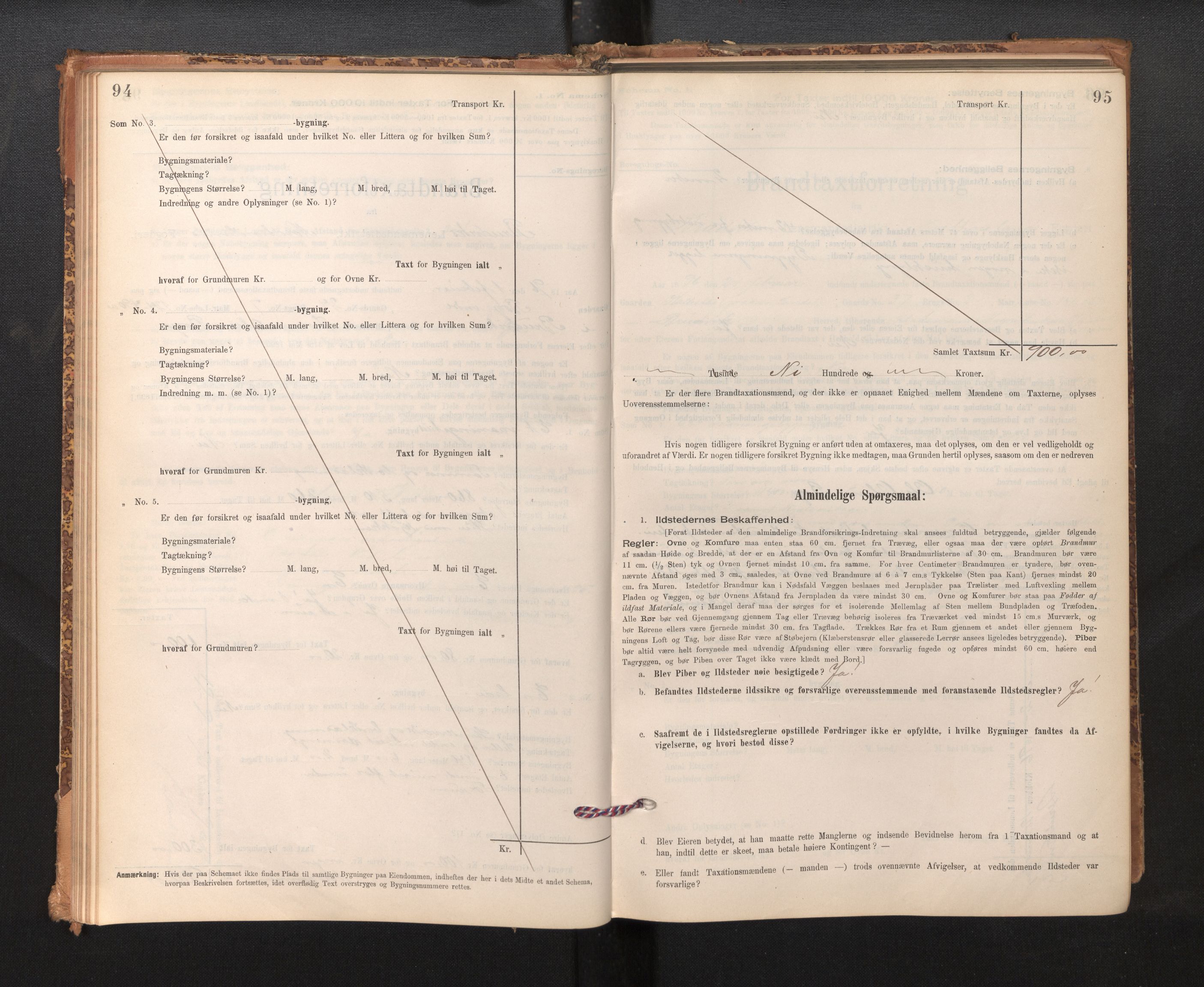 Lensmannen i Bruvik, AV/SAB-A-31301/0012/L0006: Branntakstprotokoll, skjematakst, 1894-1906, s. 94-95