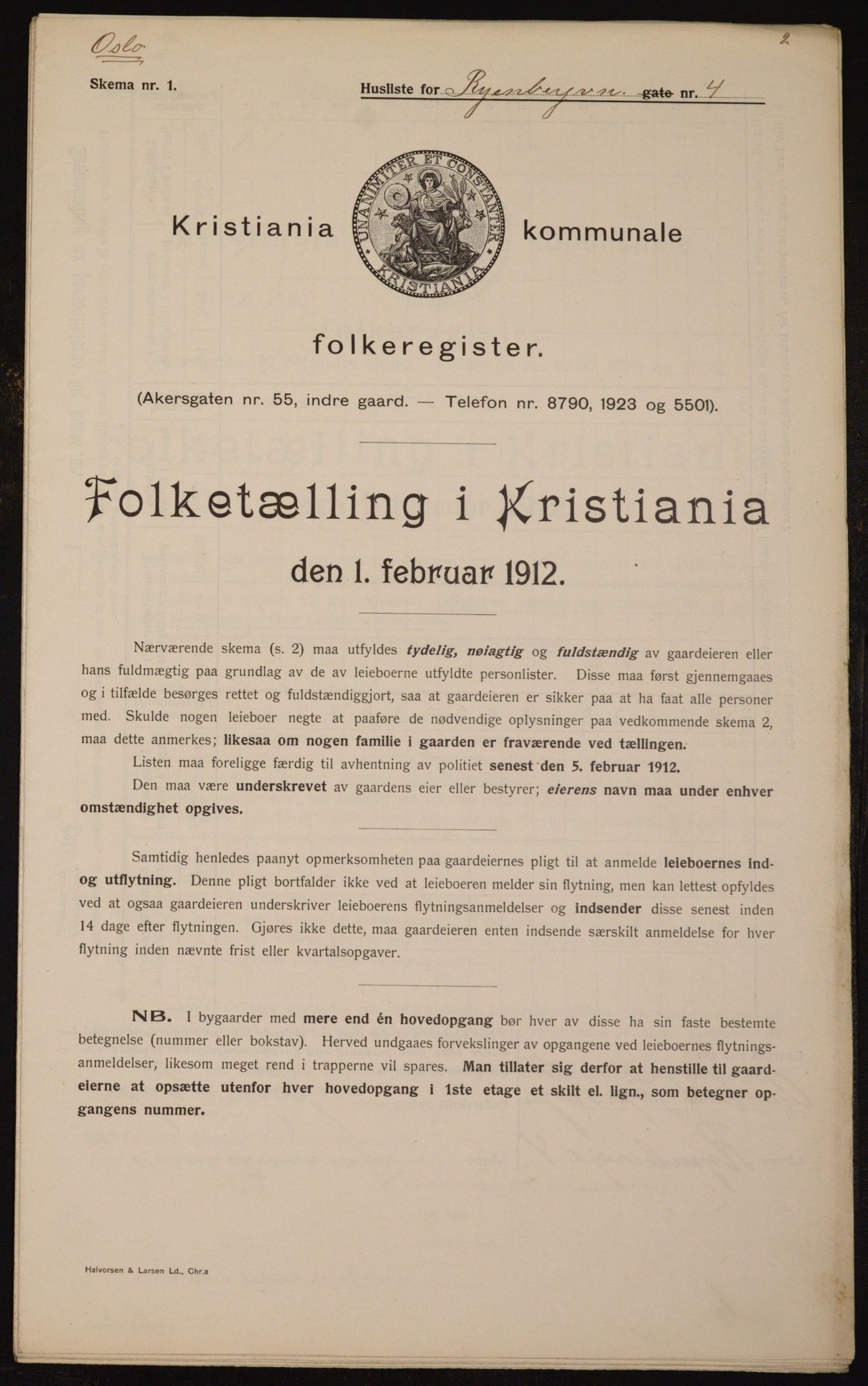 OBA, Kommunal folketelling 1.2.1912 for Kristiania, 1912, s. 85853