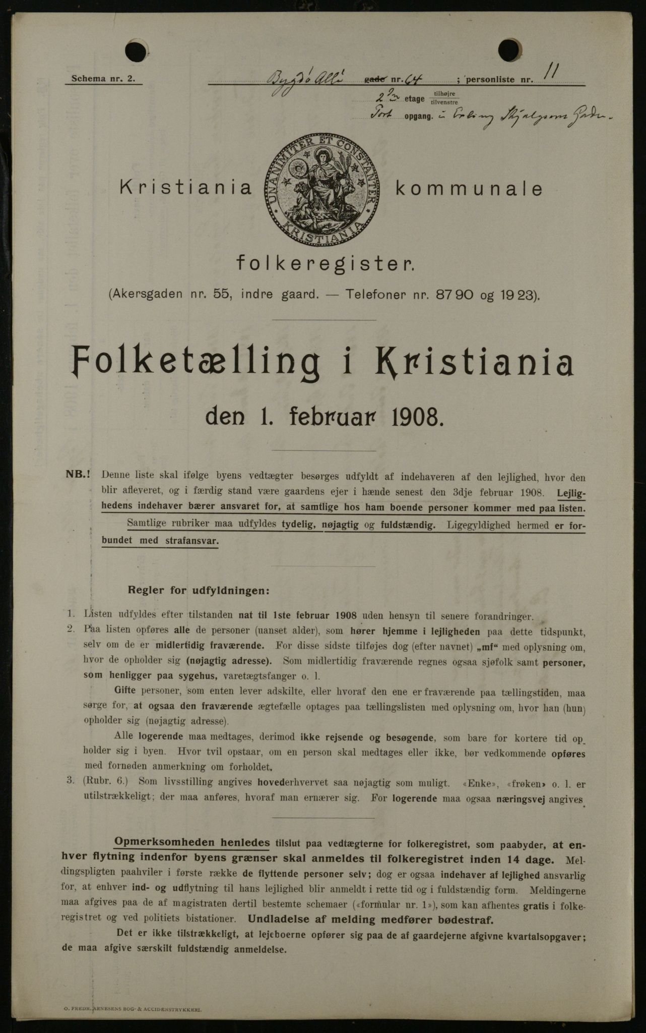 OBA, Kommunal folketelling 1.2.1908 for Kristiania kjøpstad, 1908, s. 10354