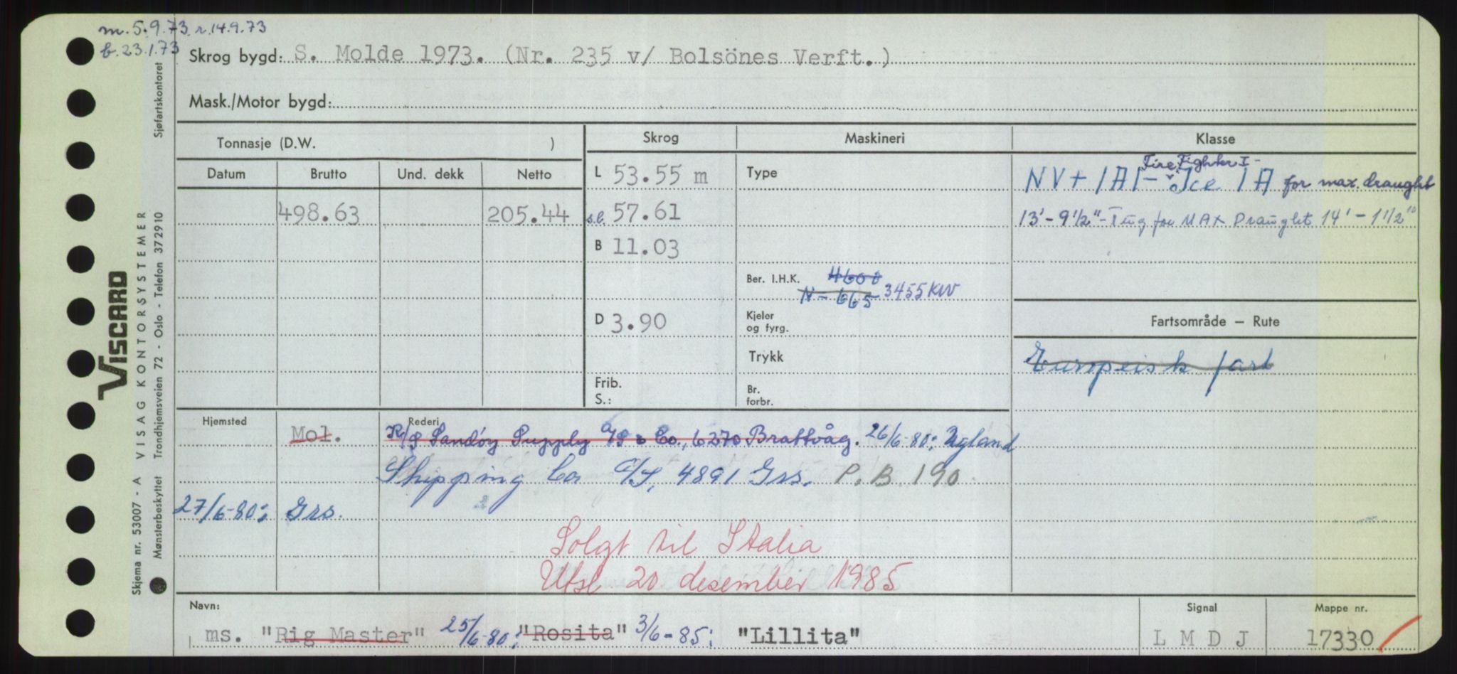 Sjøfartsdirektoratet med forløpere, Skipsmålingen, RA/S-1627/H/Hd/L0023: Fartøy, Lia-Løv, s. 83