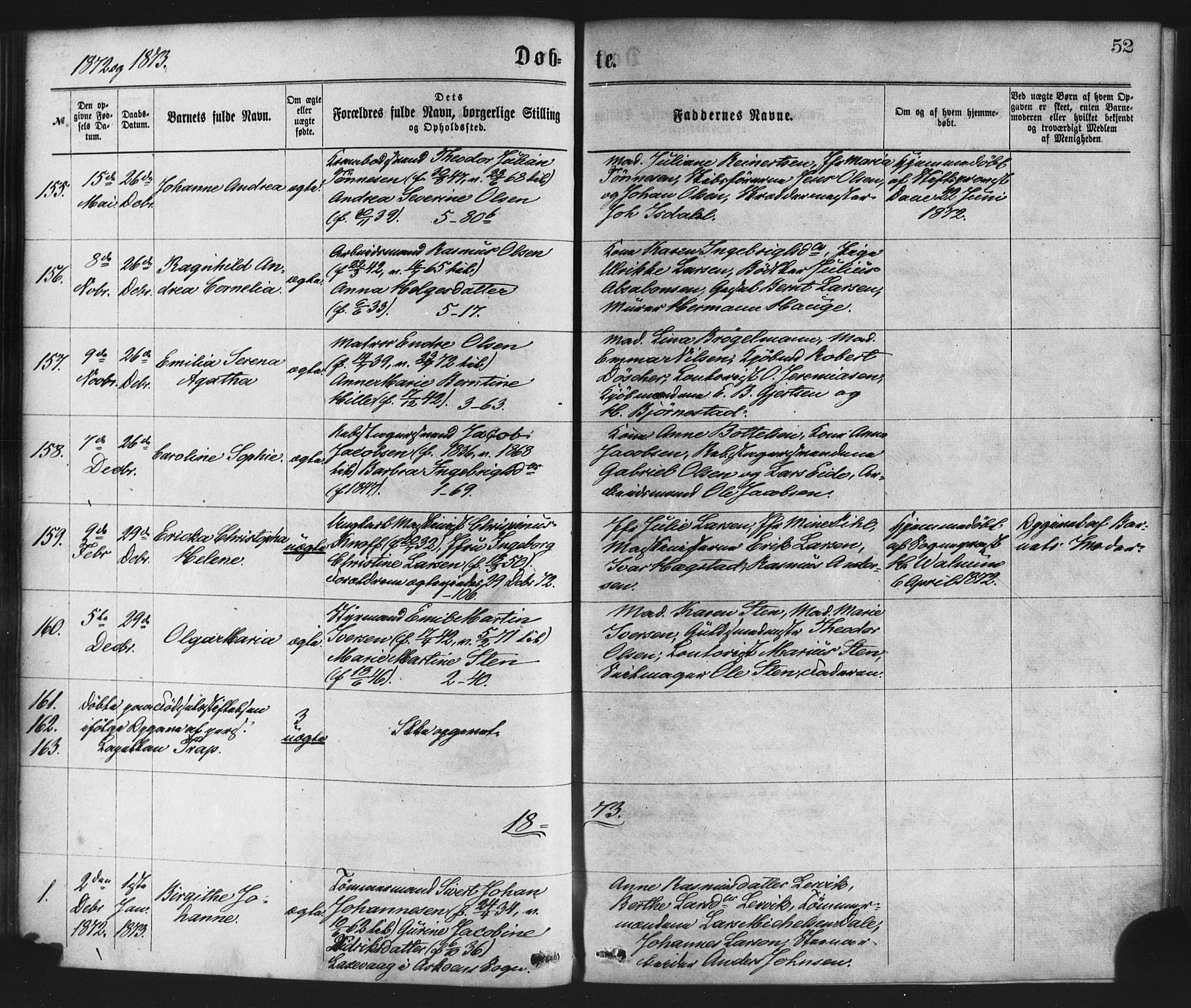 Nykirken Sokneprestembete, AV/SAB-A-77101/H/Haa/L0017: Ministerialbok nr. B 4, 1870-1884, s. 52