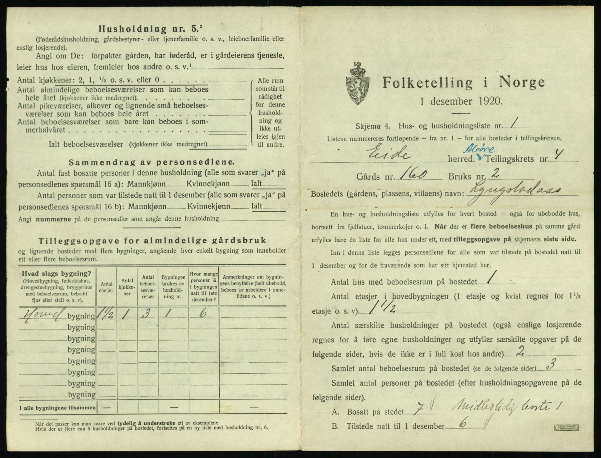 SAT, Folketelling 1920 for 1551 Eide herred, 1920, s. 254