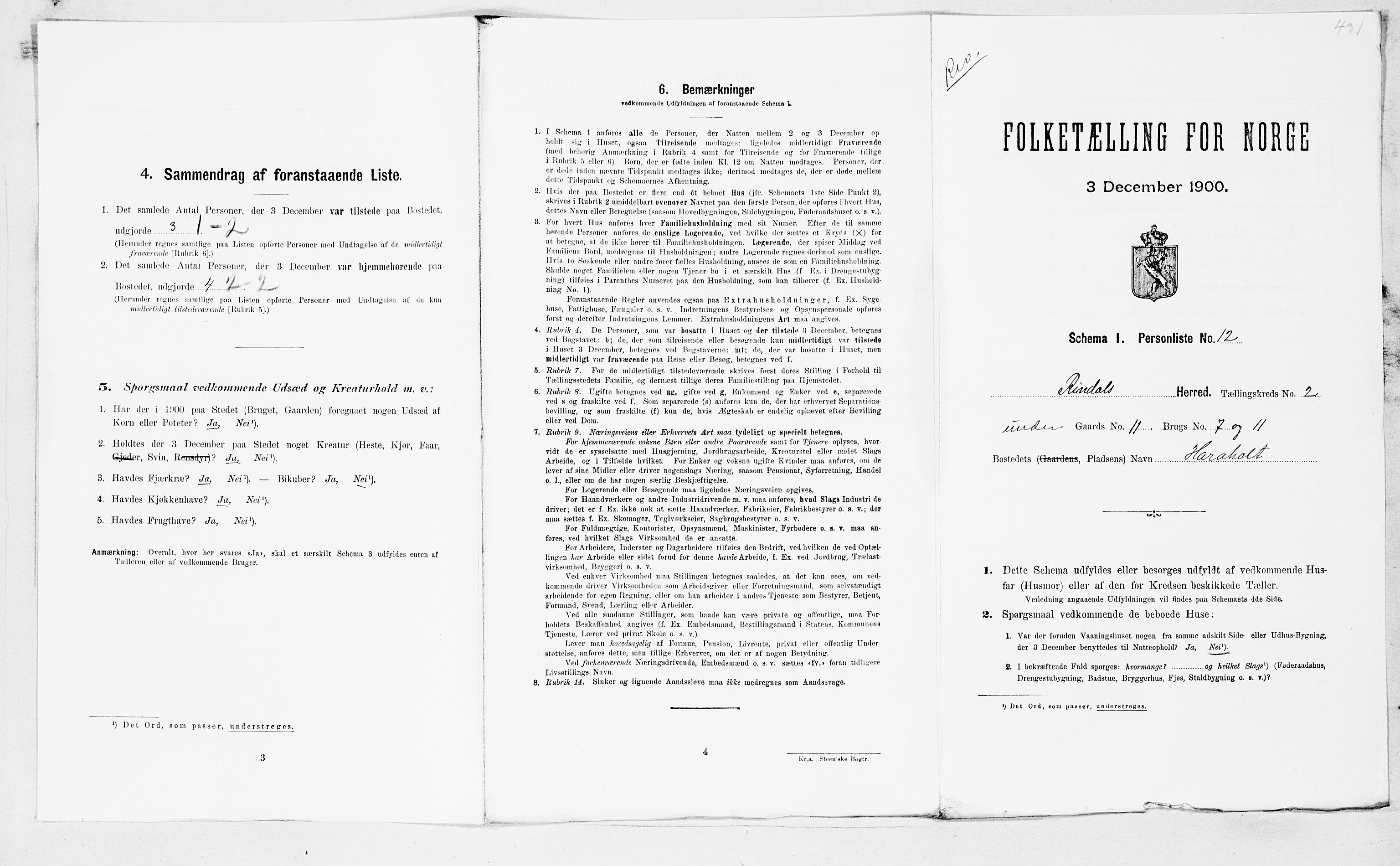 SAT, Folketelling 1900 for 1567 Rindal herred, 1900, s. 136