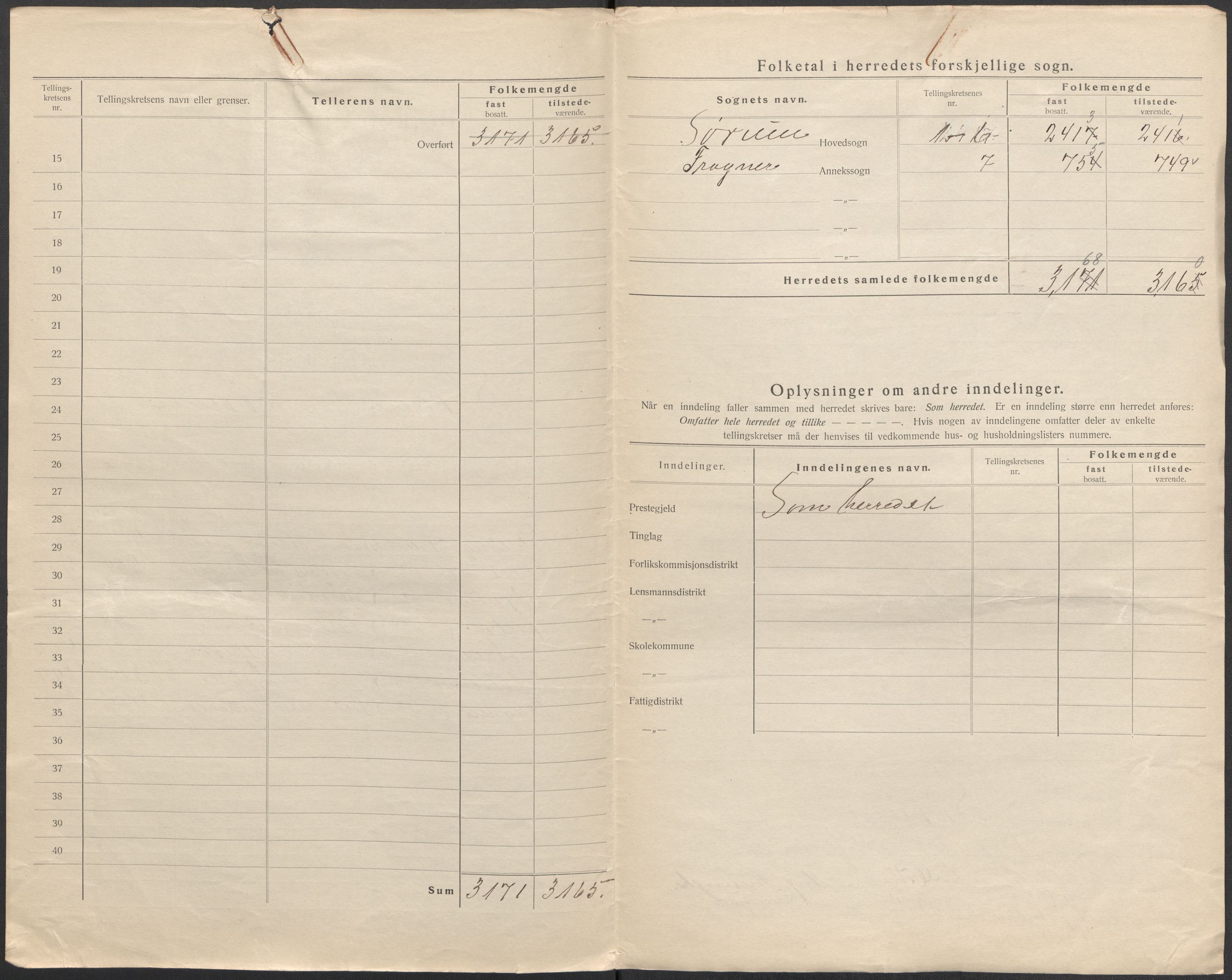 SAO, Folketelling 1920 for 0226 Sørum herred, 1920, s. 3