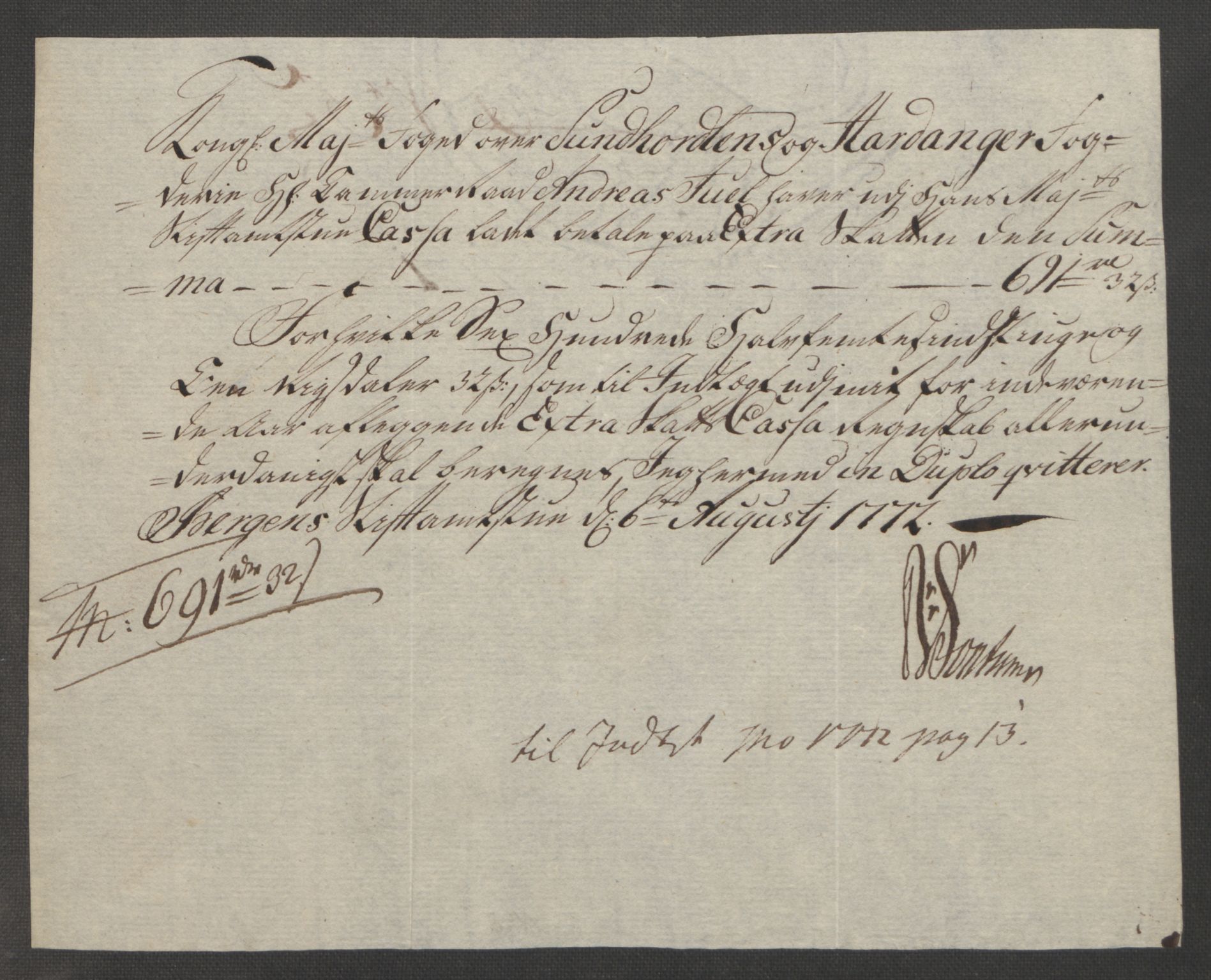 Rentekammeret inntil 1814, Reviderte regnskaper, Fogderegnskap, RA/EA-4092/R48/L3136: Ekstraskatten Sunnhordland og Hardanger, 1762-1772, s. 257