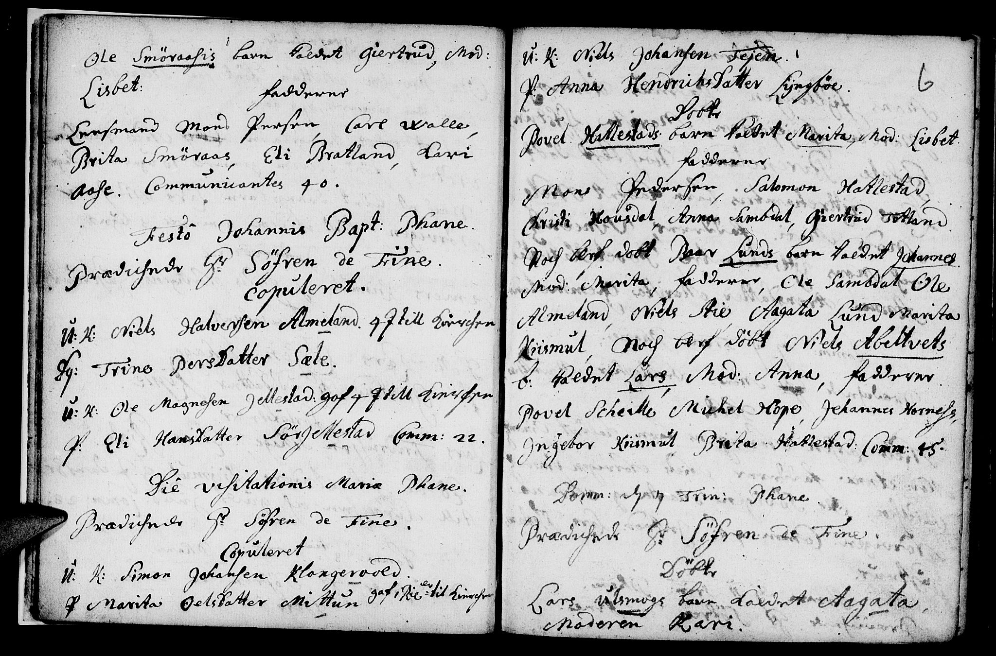 Fana Sokneprestembete, AV/SAB-A-75101/H/Haa/Haaa/L0001: Ministerialbok nr. A 1, 1712-1719, s. 6
