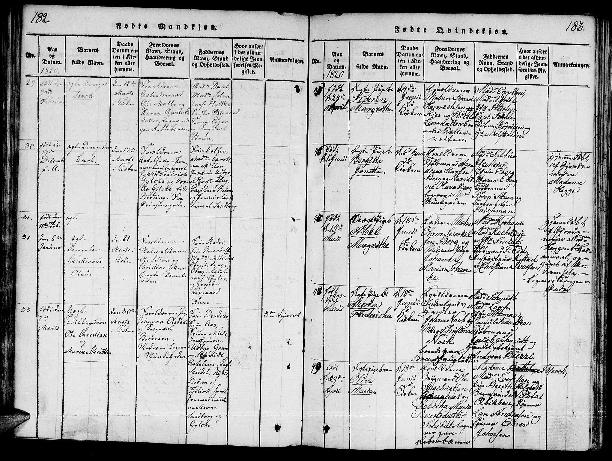 Ministerialprotokoller, klokkerbøker og fødselsregistre - Sør-Trøndelag, SAT/A-1456/601/L0043: Ministerialbok nr. 601A11, 1815-1821, s. 182-183