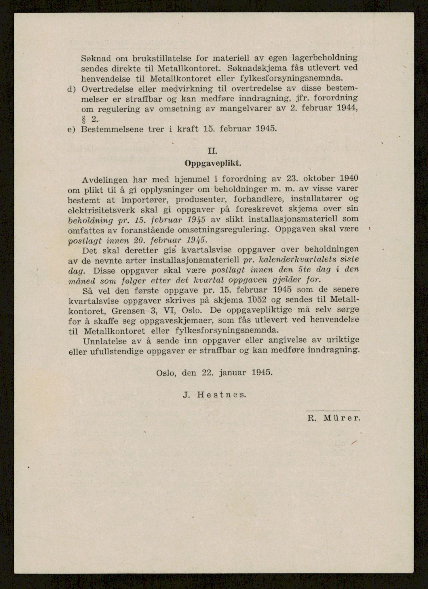 Direktoratet for industriforsyning, Sekretariatet, RA/S-4153/D/Df/L0055: 9. Metallkontoret, 1940-1945, s. 1854